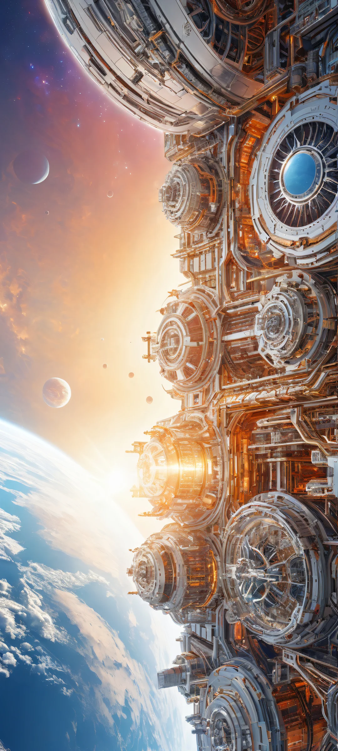 Stunning portrait of a futuristic spacecraft engine on iPhone/Android, with intricate details and ethereal lighting.