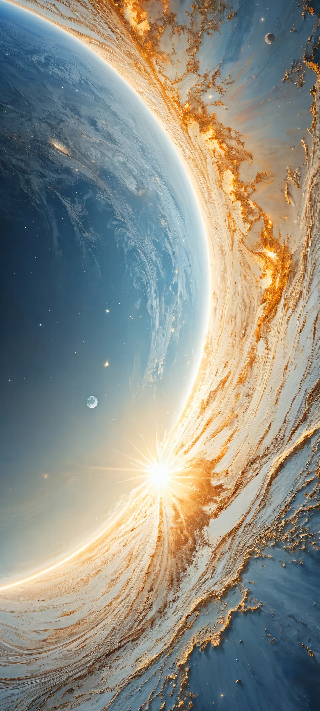 A stunning portrait of astronomical bodies against a radiant background, perfekt optimiert für iPhone- und Android-Startbildschirme.