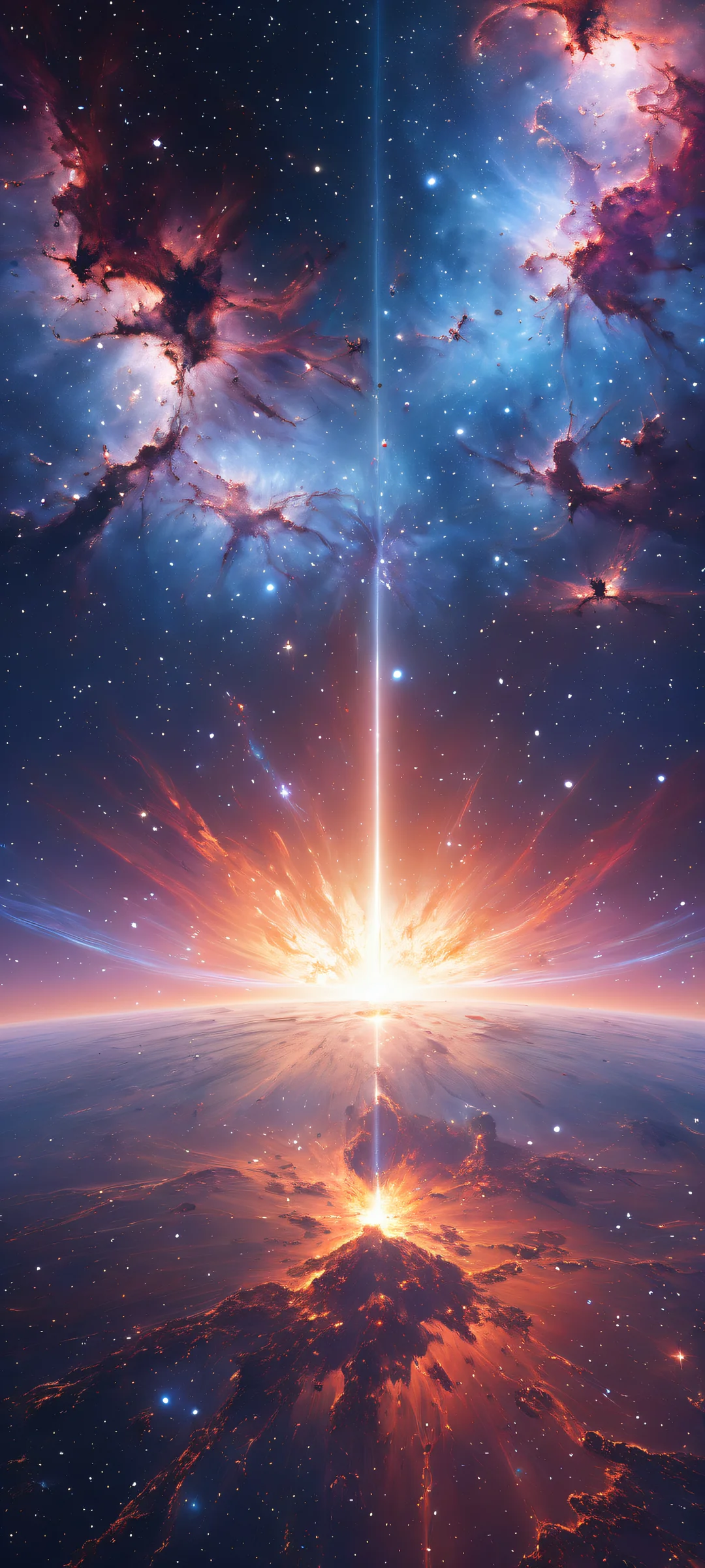 A breathtaking portrait of celestial bodies on iPhone/Android with intricate micro-details and radiant colors.