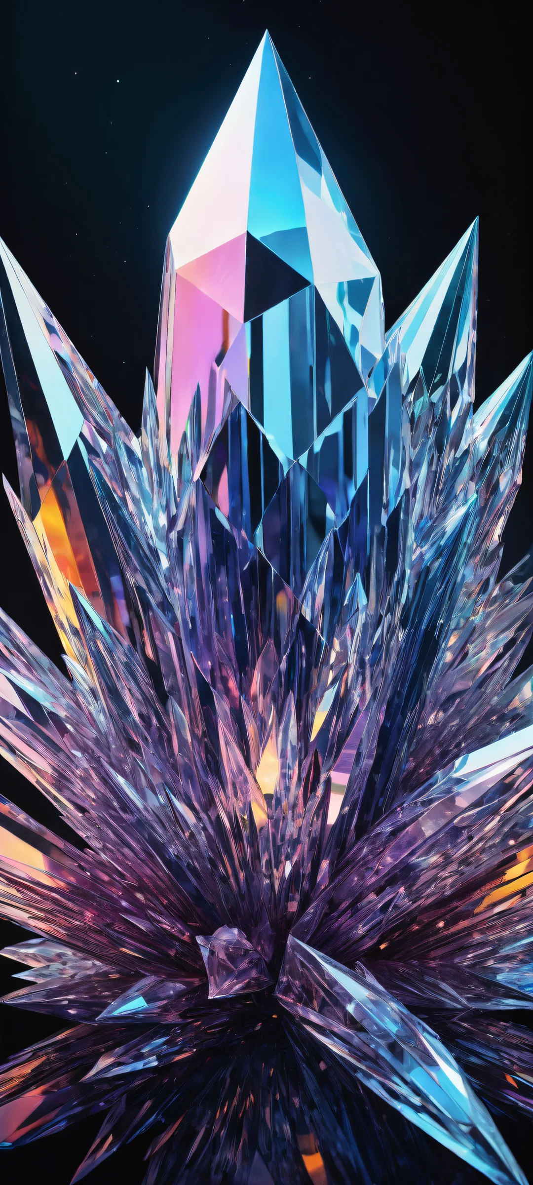 Beautiful geometric crystals on a dark background, perfectly optimized for iPhone/Android home screens.