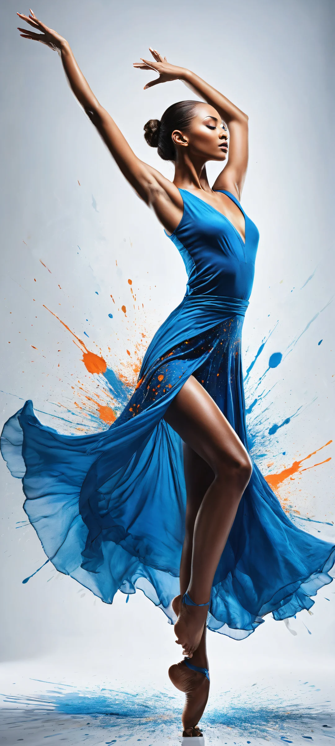 A stunning portrait of a dancer in motion on iPhone/Android, with intricate details and vibrant colors.