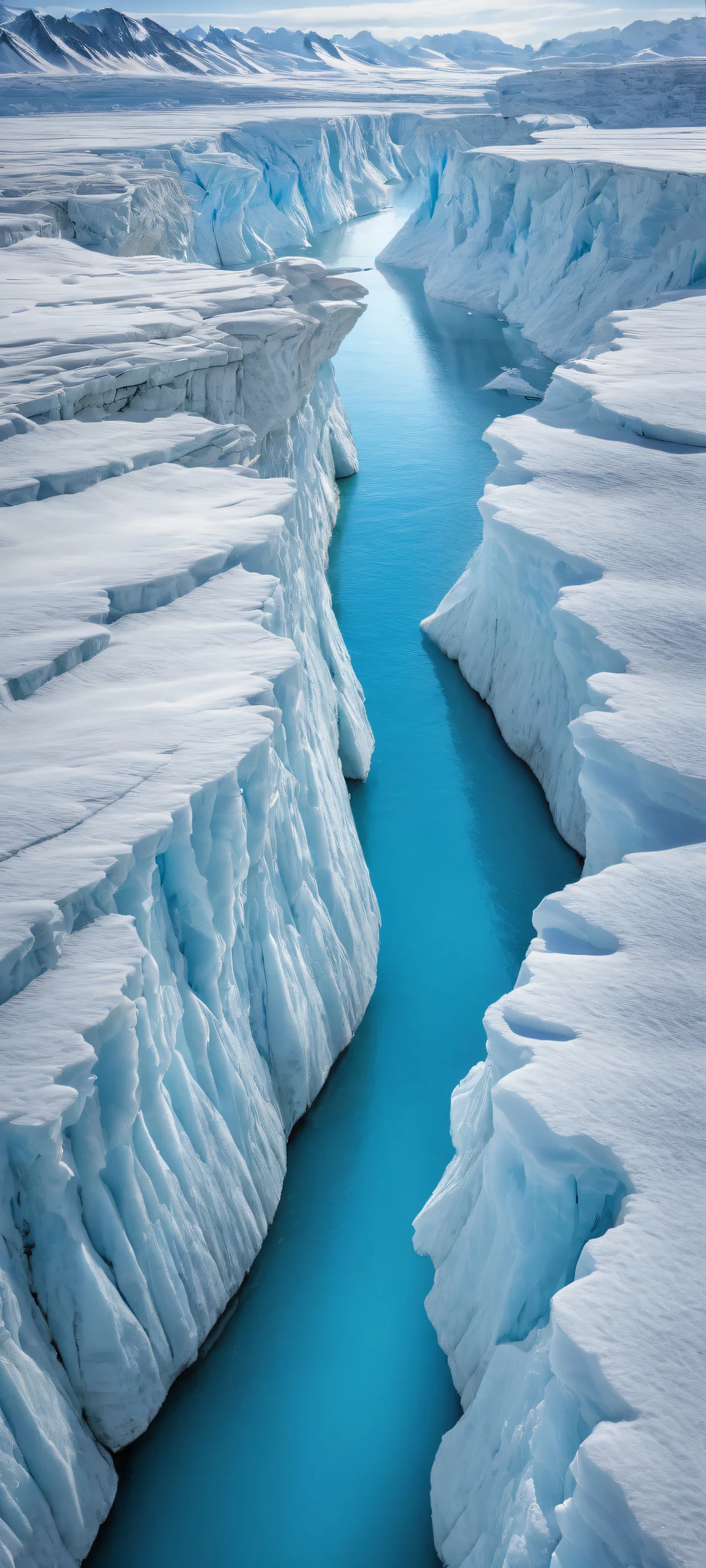 A breathtaking vertical portrait artwork of glaciers and stone formations on a vast prairie landscape for iPhone/Android, ホーム画面に最適.