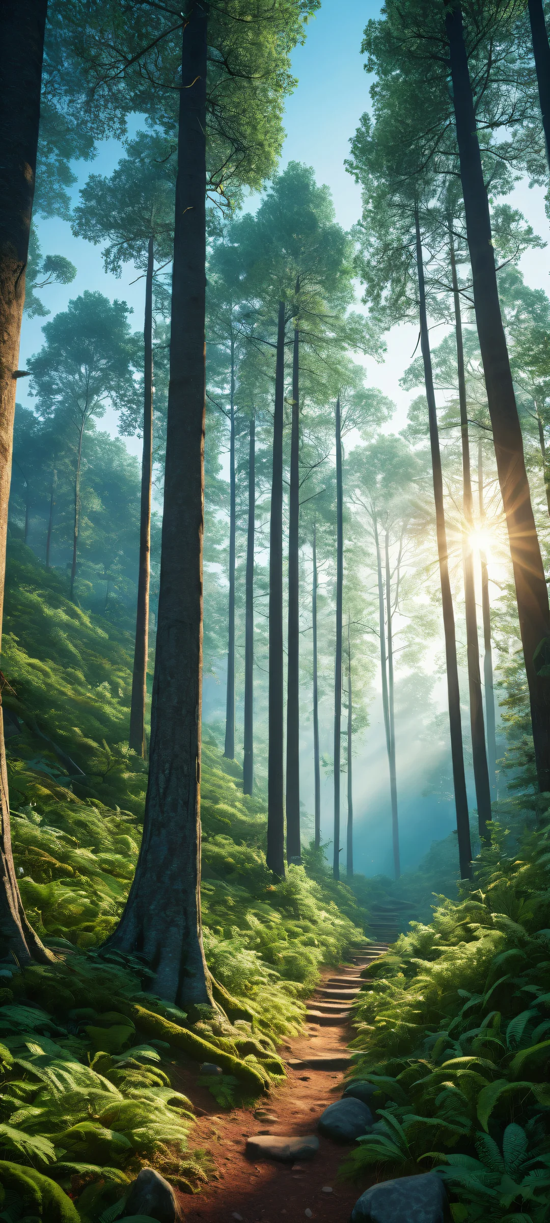 Ethereal Dawn Aesthetic Phone Wallpaper A serene mobile wallpaper featuring a breathtaking portrait of trees with intricate micro-details against a vast pure void, perfectly optimized for iPhone and Android home screens.