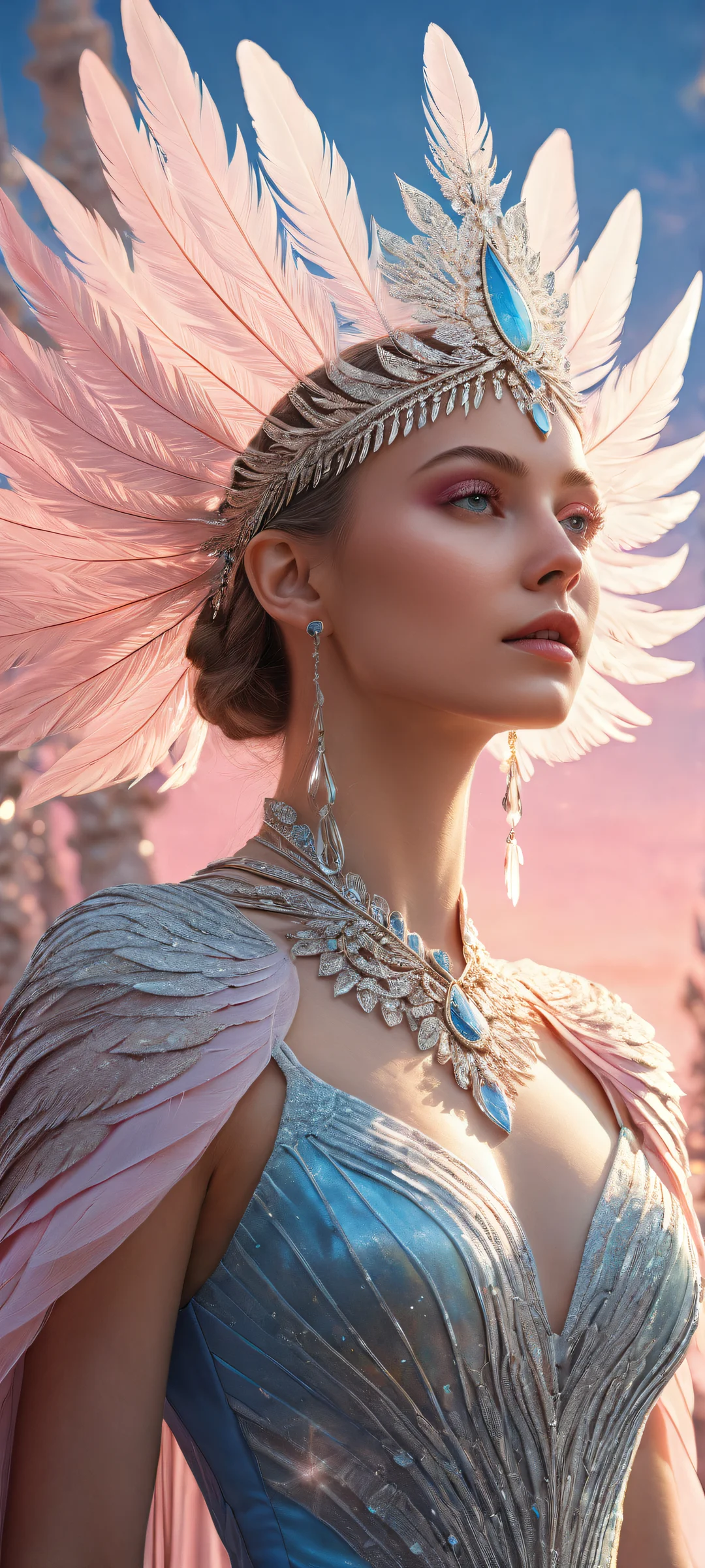 Aurora's breathtaking portrait on iPhone/Android home screen with intricate details and ethereal lighting.