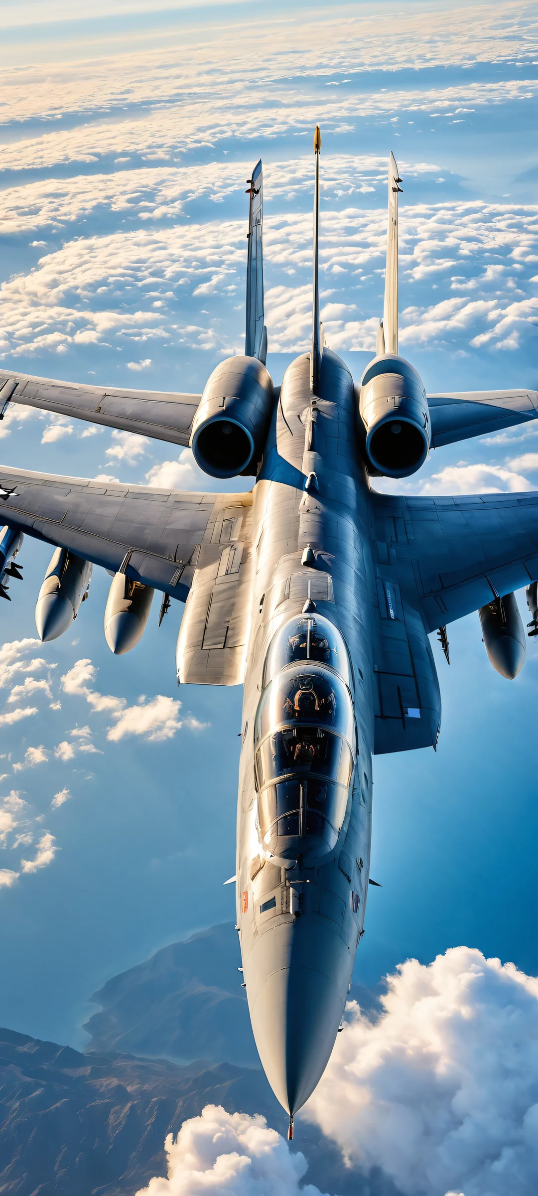 Ethereal Dawn Takeoff QHD Phone Background US Air Force A-10 Thunderbolt II aircraft on an iPhone/Android device, with a stunning aerial landscape and micro-details of its missiles and flying controls in the background.