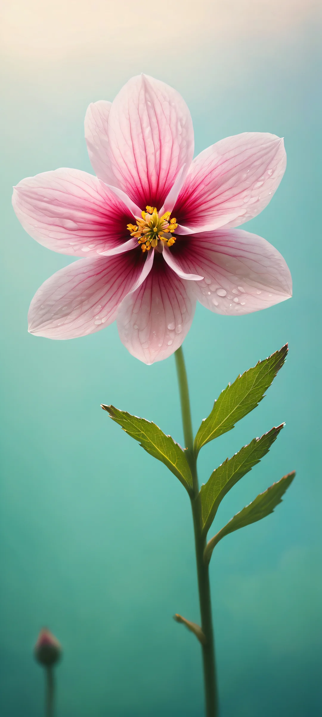 Delicate petals floating amidst serene underwater scenery, perfekt für iPhone/Android-Startbildschirme.