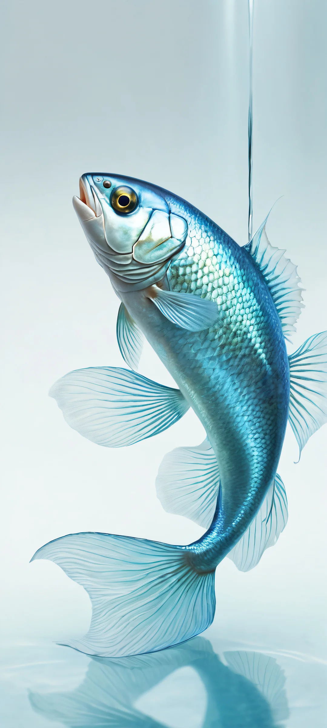 Majestic fish artwork perfectly optimized for iPhone and Android home screens, featuring radiant colors and ray-traced reflections.