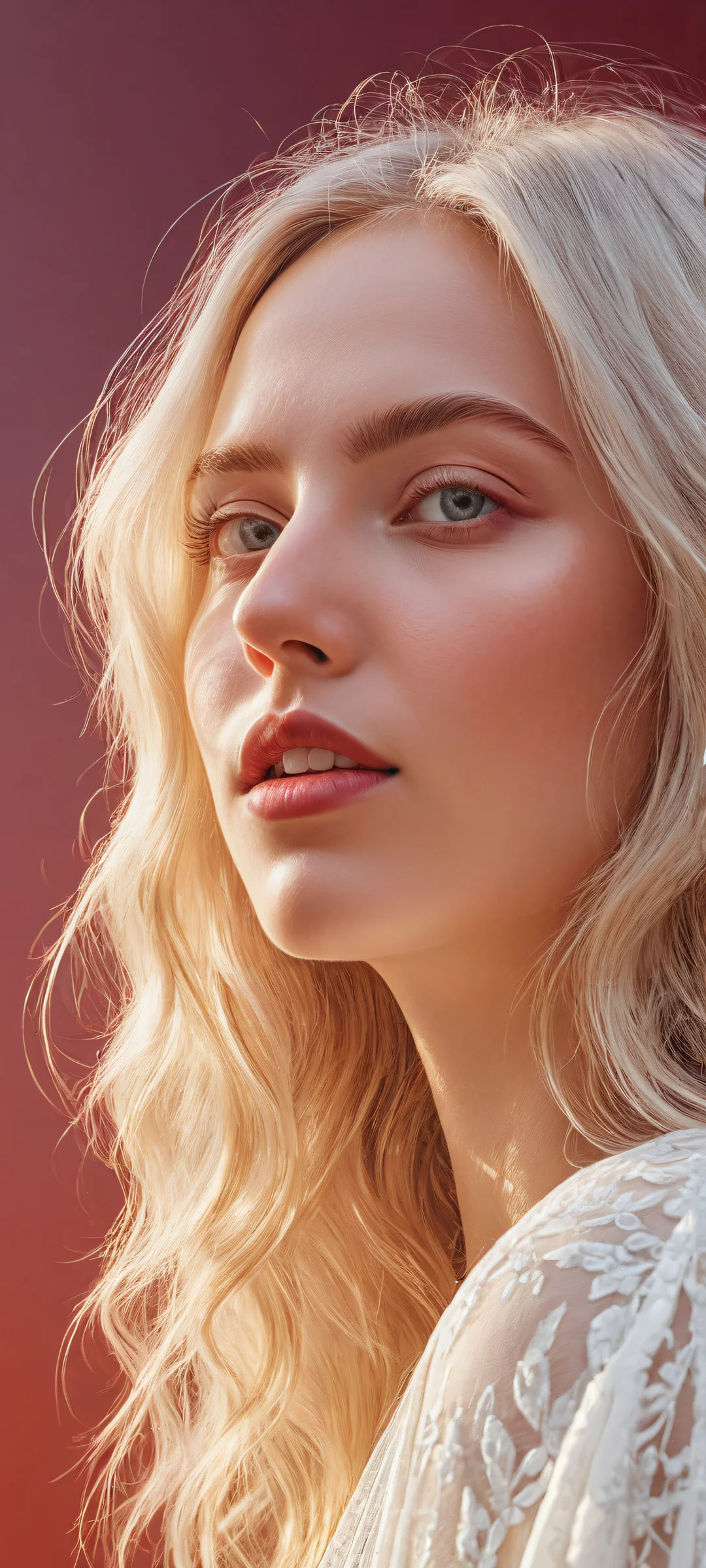 A stunning portrait of a broken image icon with a tiny trollface in the lower-middle, set against a maroon-colored background, perfeitamente otimizado para telas iniciais de iPhone e Android.