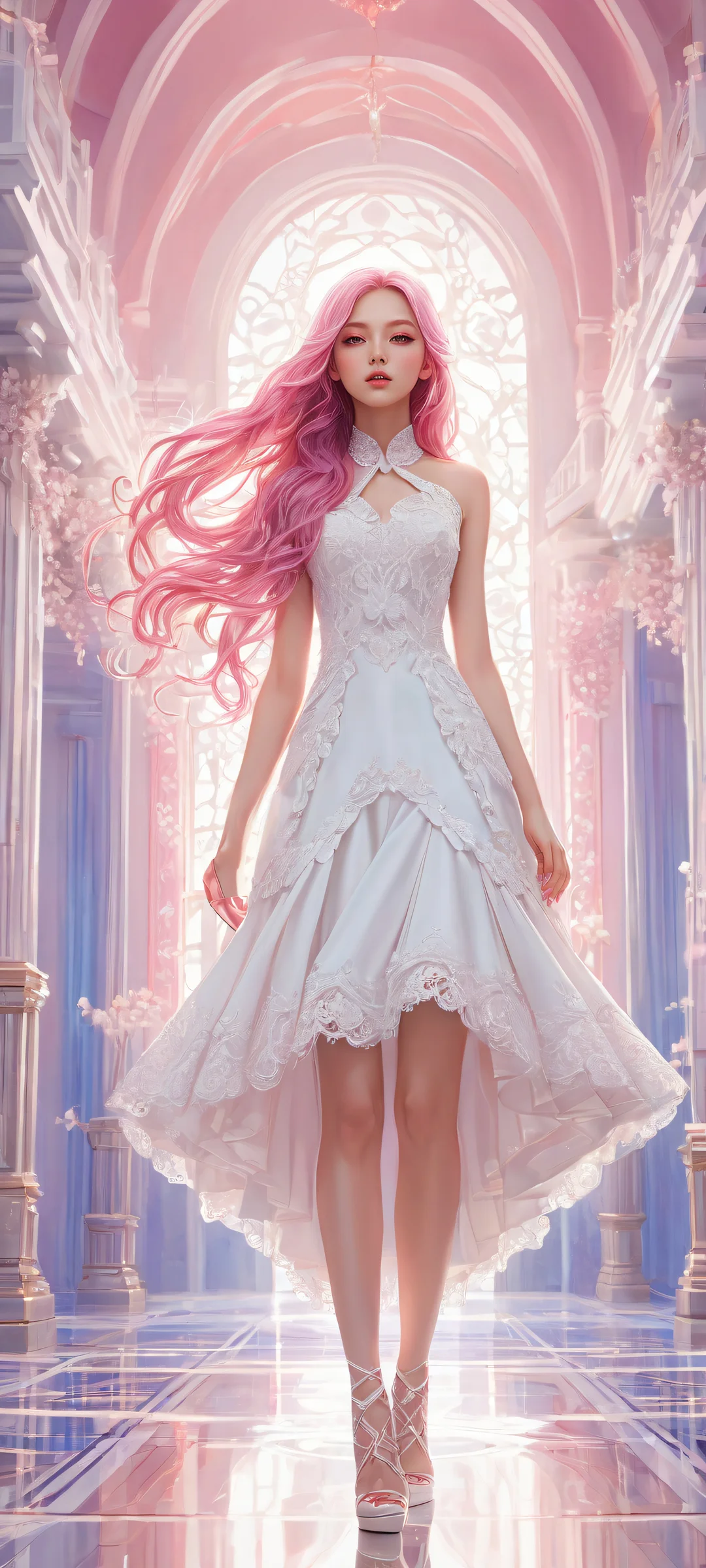 A breathtaking vertical portrait artwork of Anime girls on iPhone/Android, with intricate micro-details and radiant colors.