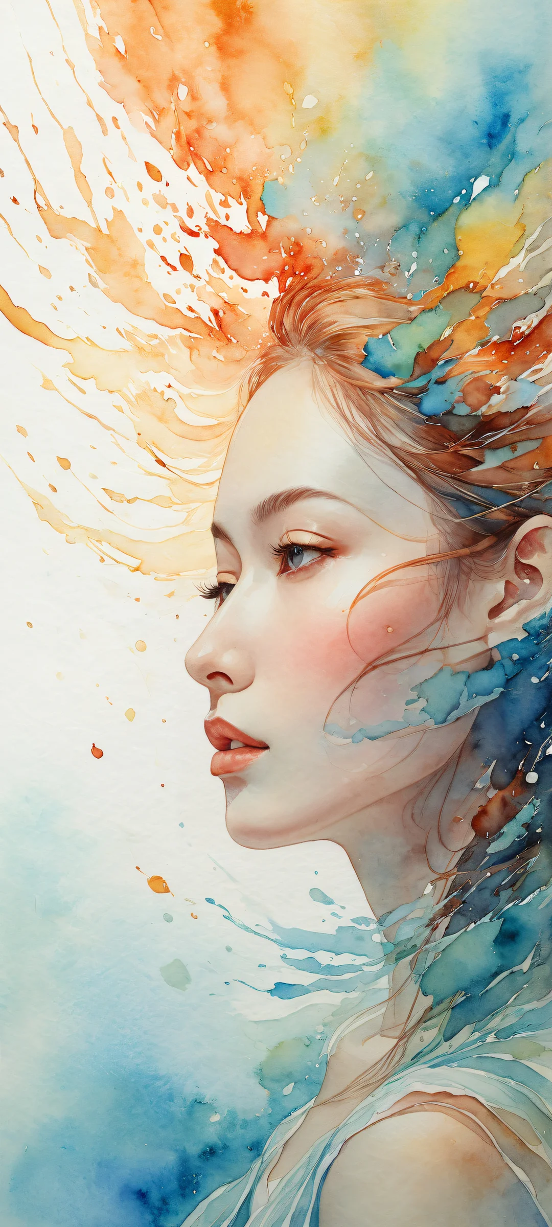 A breathtaking watercolor artwork for iPhone/Android with stunning visual impact, reminiscent of traditional media.