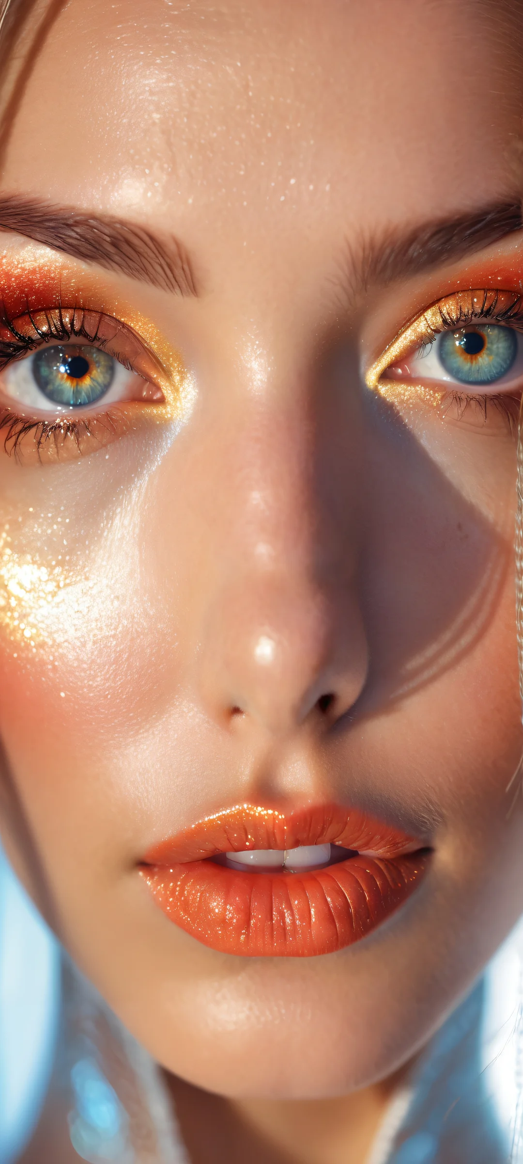 Portrait of a serene woman with mesmerizing eyes on iPhone/Android home screen.