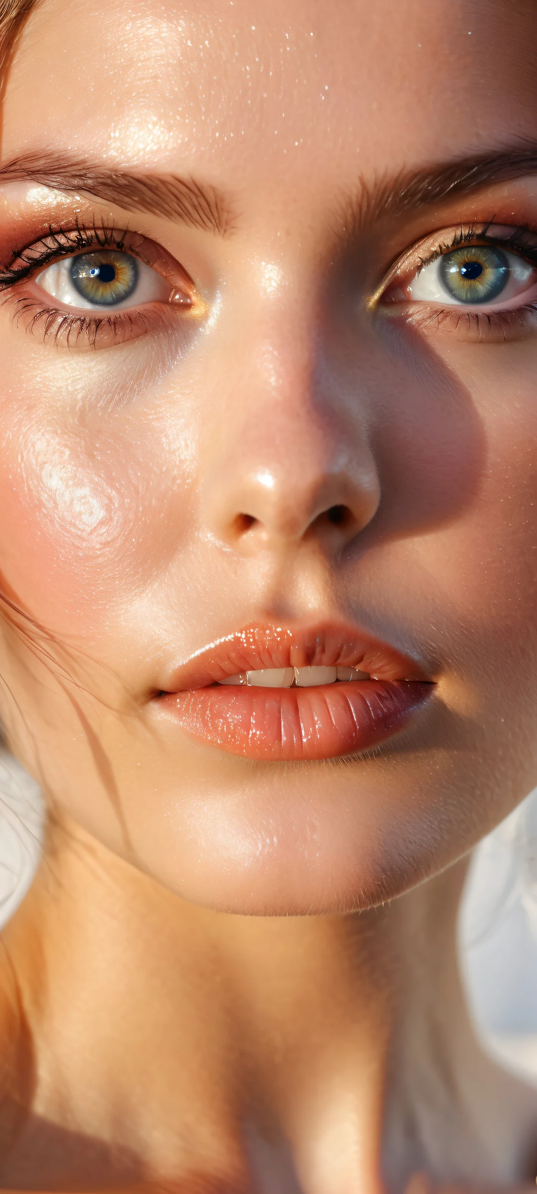 A stunning female figure on a pure void background with soft, radiant rays illuminating her face and upper body, perfect for iPhone/Android home screens.