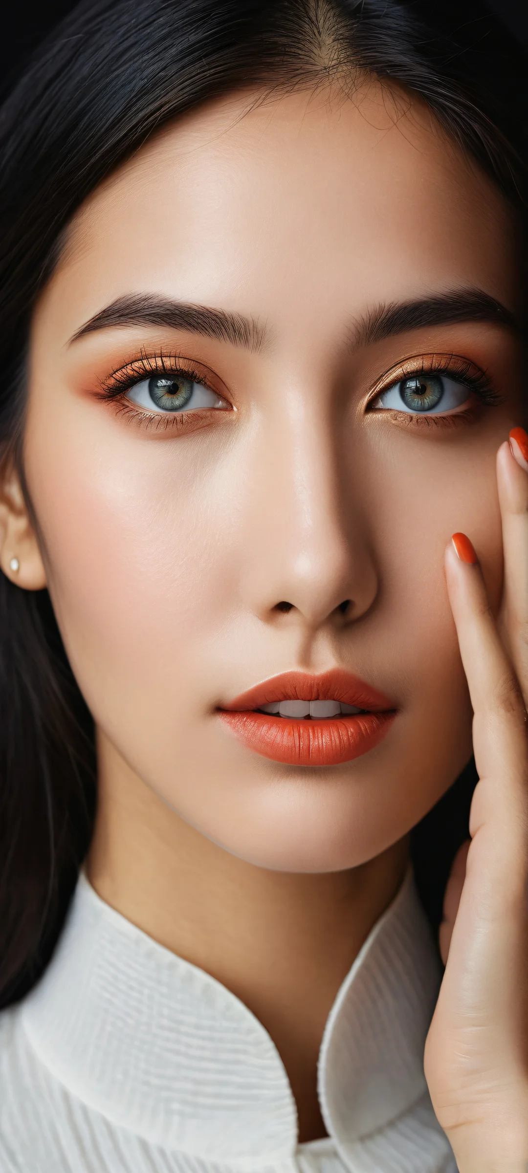 A serene portrait of a girl on iPhone/Android with intricate details and perfect blacks.