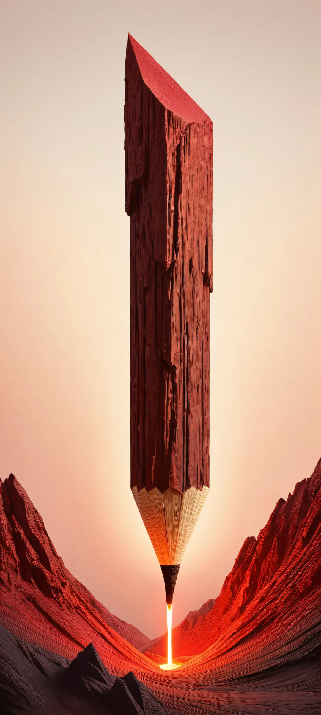 A beautifully crafted digital artwork of a single matchstick set against a pale background, iPhone と Android のホーム画面に完全に最適化.