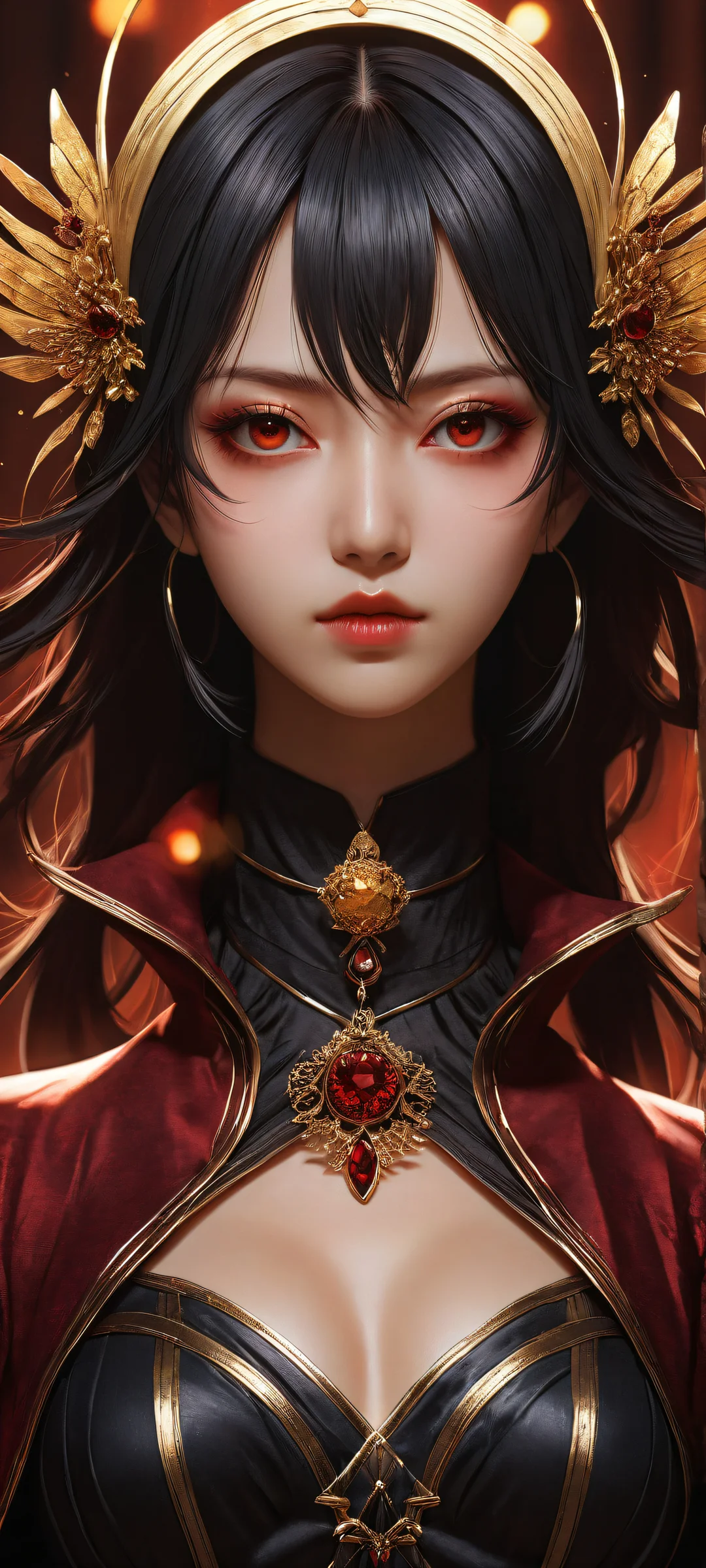 Ethereal Enchantress Aesthetic Phone Wallpaper Mystifying anime girl with gothic-inspired accessories and clothing, perfectly optimized for iPhone and Android home screens.