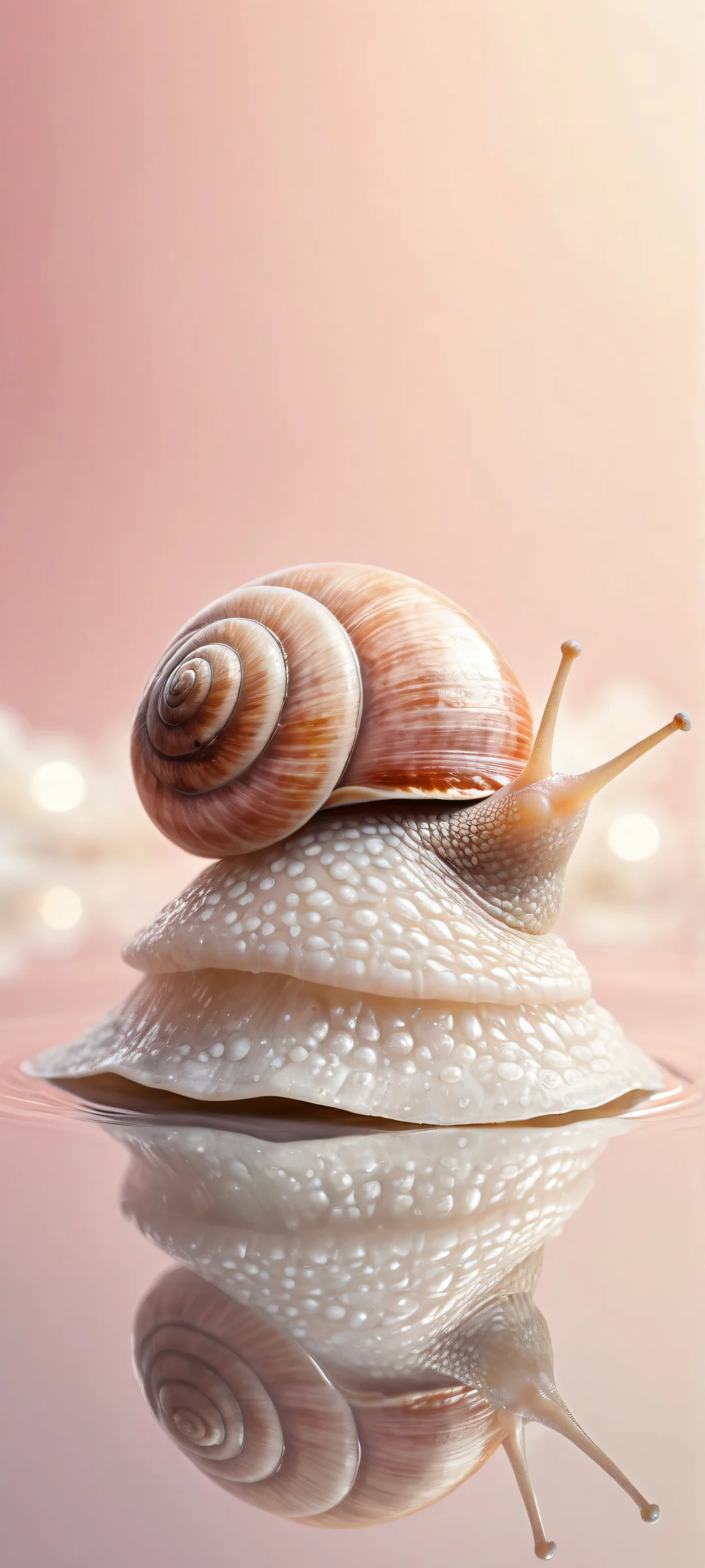 A radiant snail portrait on a pure white background, perfect for iPhone/Android home screens.