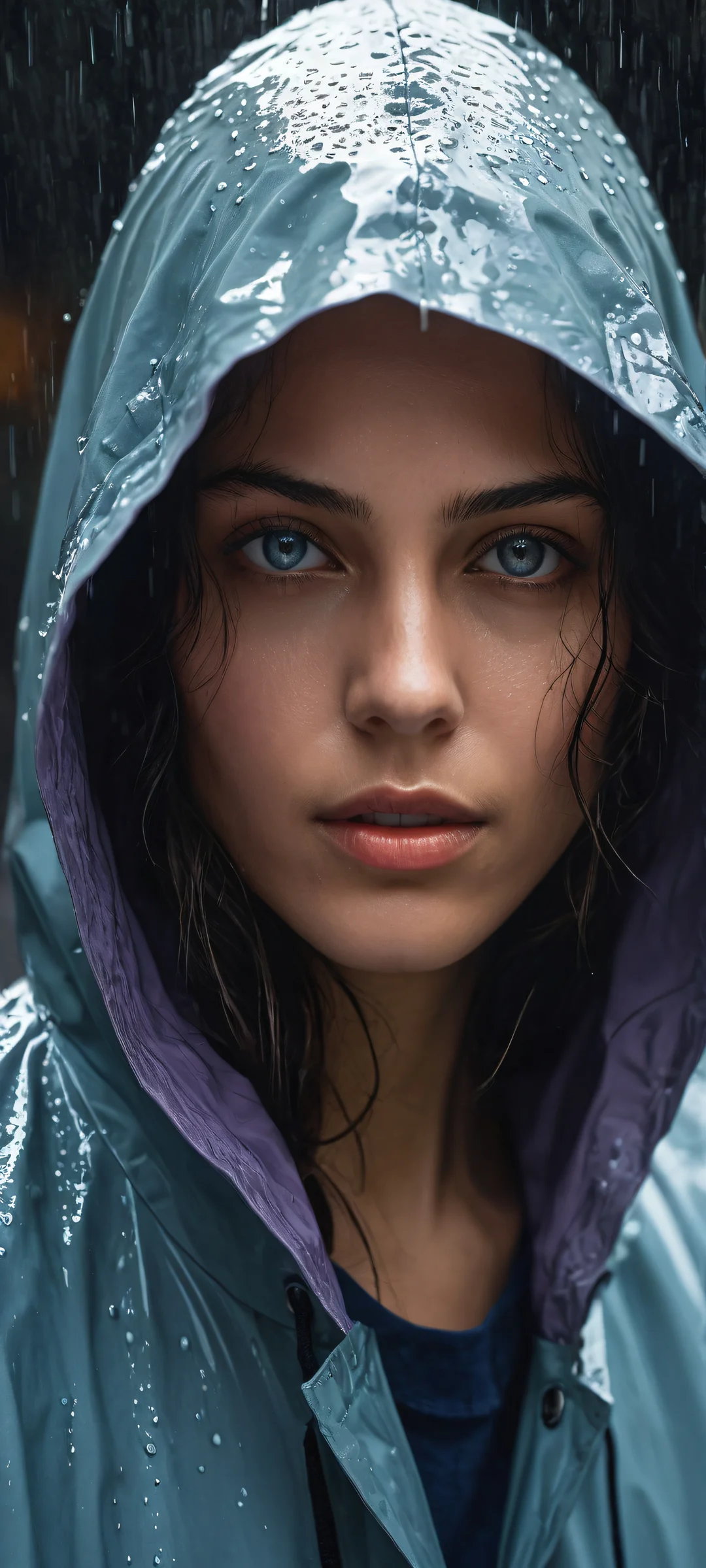 A young woman shrouded in darkness, with intricate details and realistic textures. Perfectly optimized for iPhone/Android home screens.