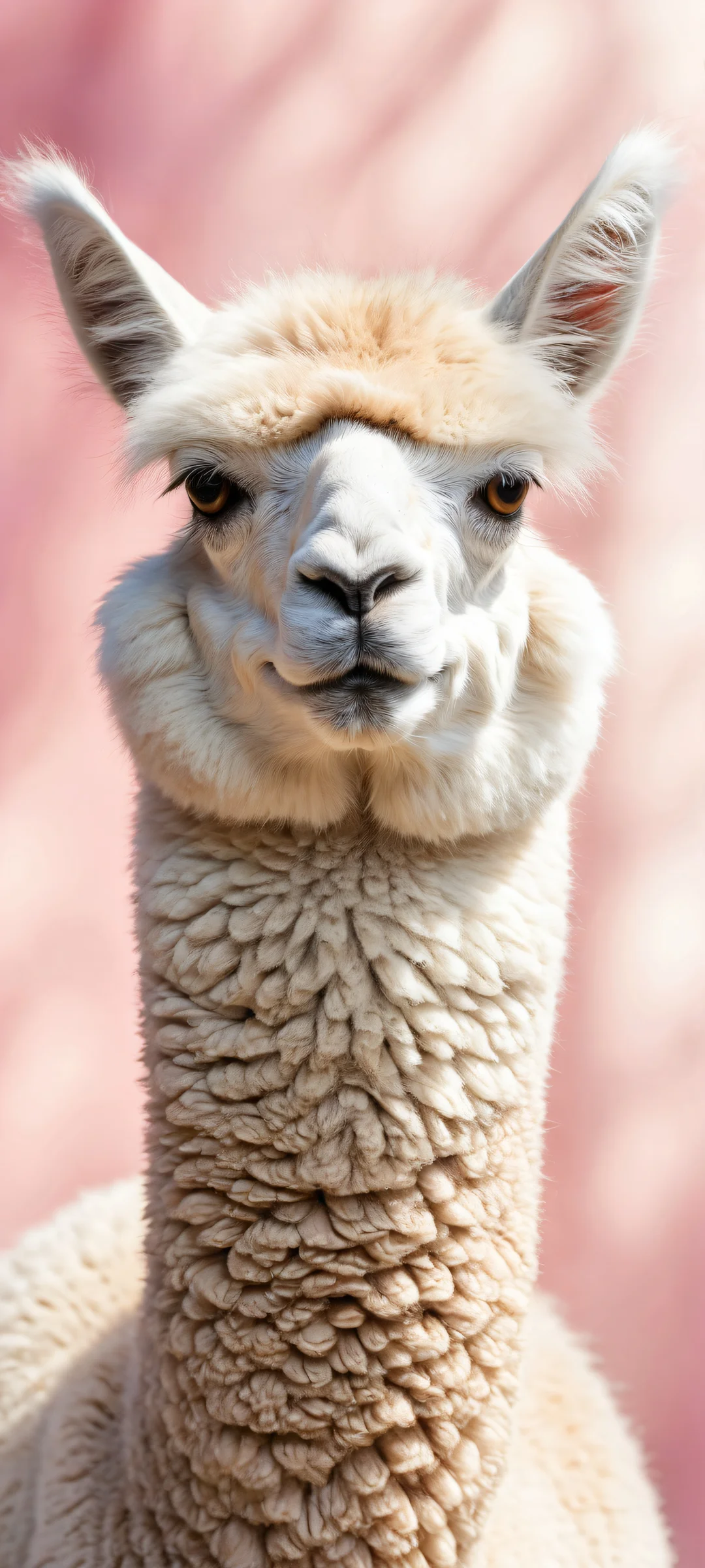 Majestic alpaca portrait on iPhone/Android with perfect UI fit, stunning visuals, and intricate details.