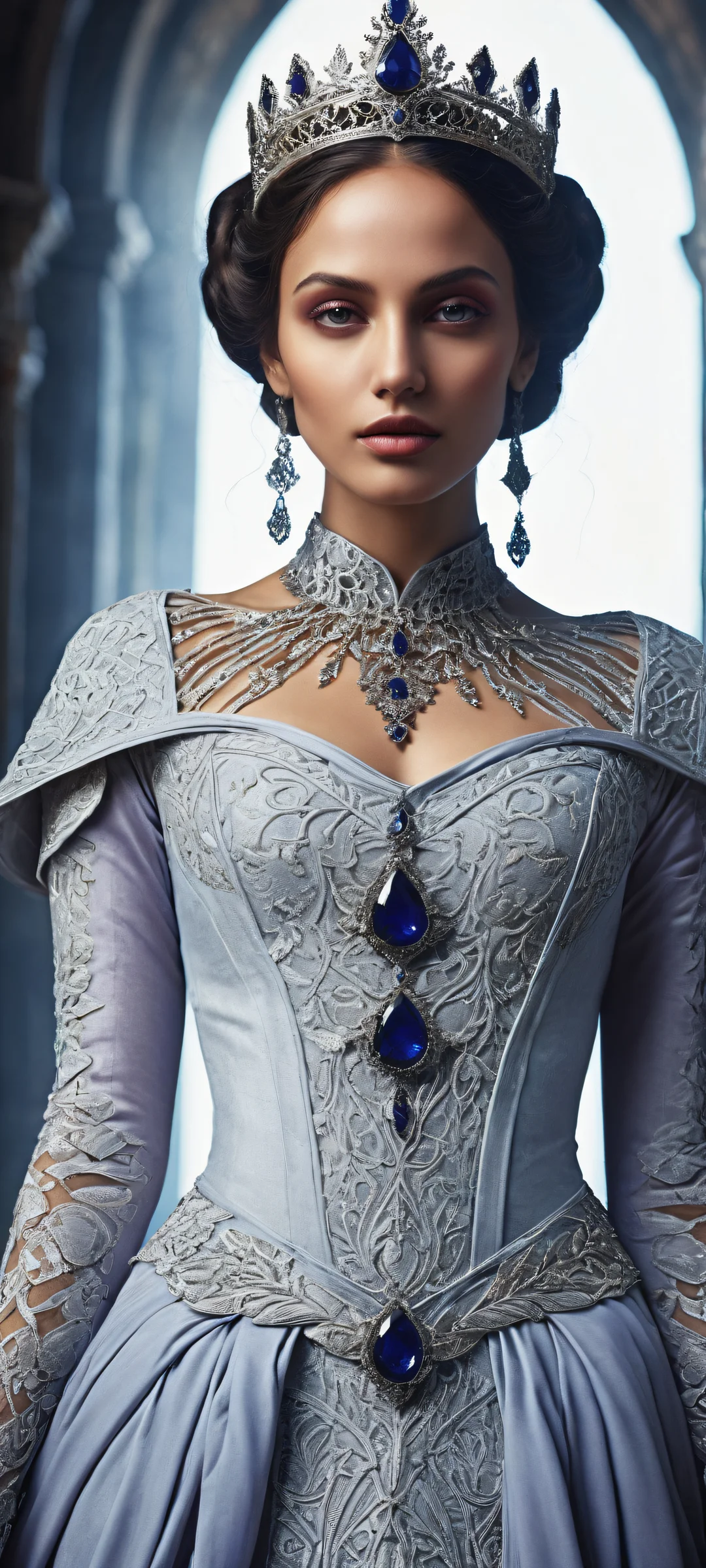 Ethereal Enigma Lock Screen for iOS & Android Mysterious woman in a medieval-inspired setting, perfectly optimized for iPhone and Android home screens.