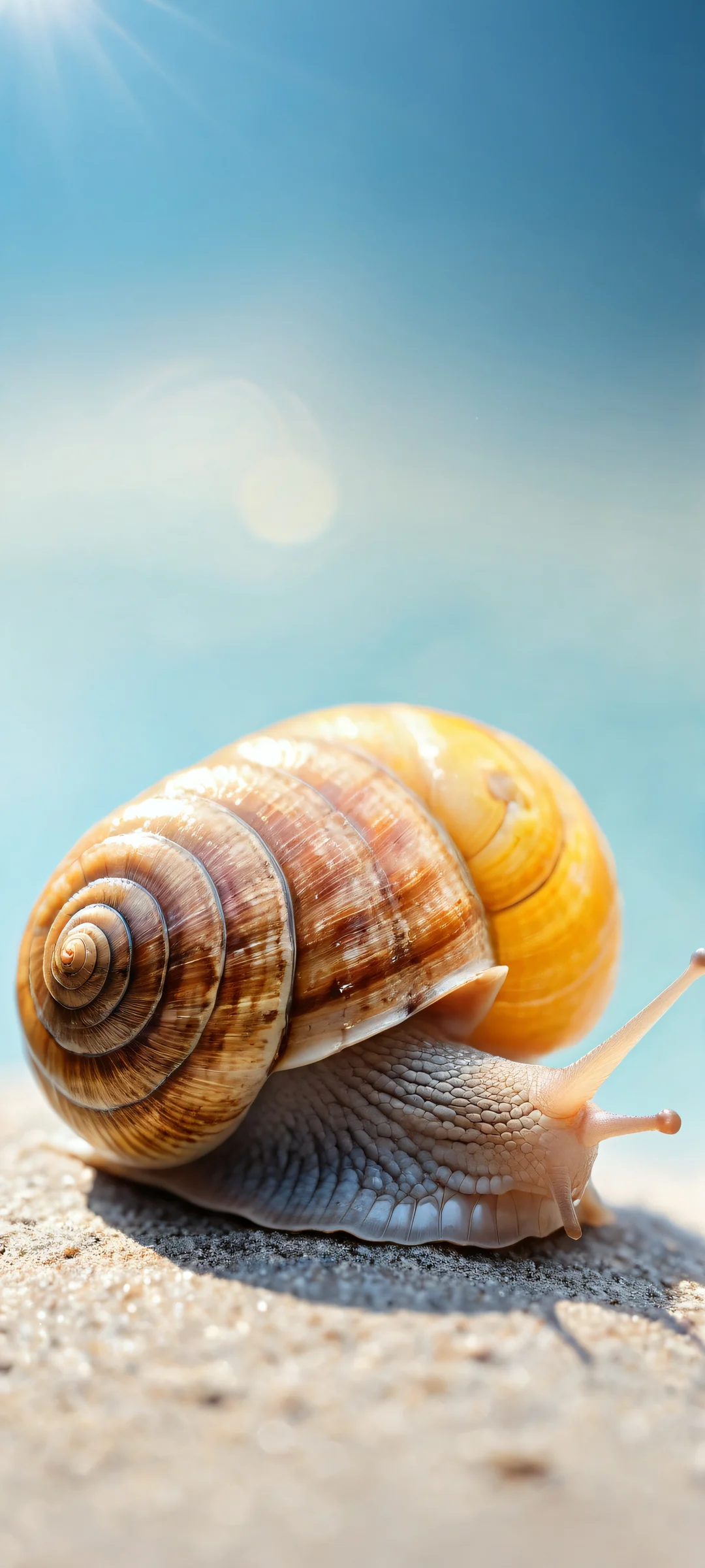 A smiling snail on a pale blue background, perfectly optimized for iPhone and Android home screens.