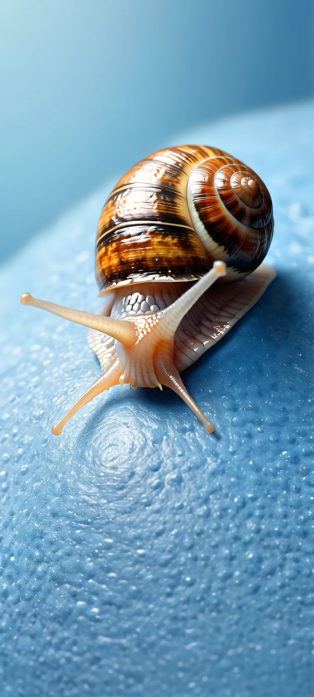 A smiling snail surrounded by a serene blue background on your iPhone/Android device, perfect for home screens.