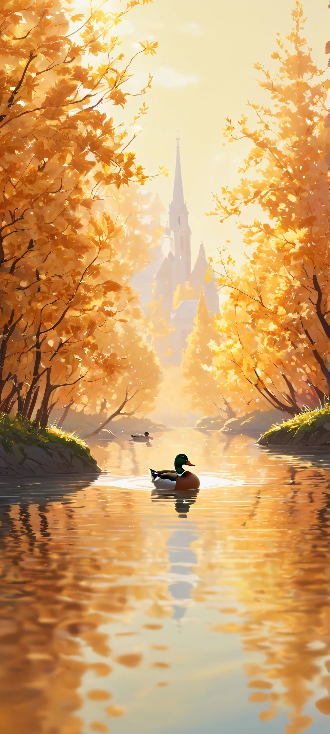 A group of elegant ducks slowly move from right to left across the paper in a stop motion fashion, parfaitement optimisé pour les écrans d'accueil iPhone et Android.