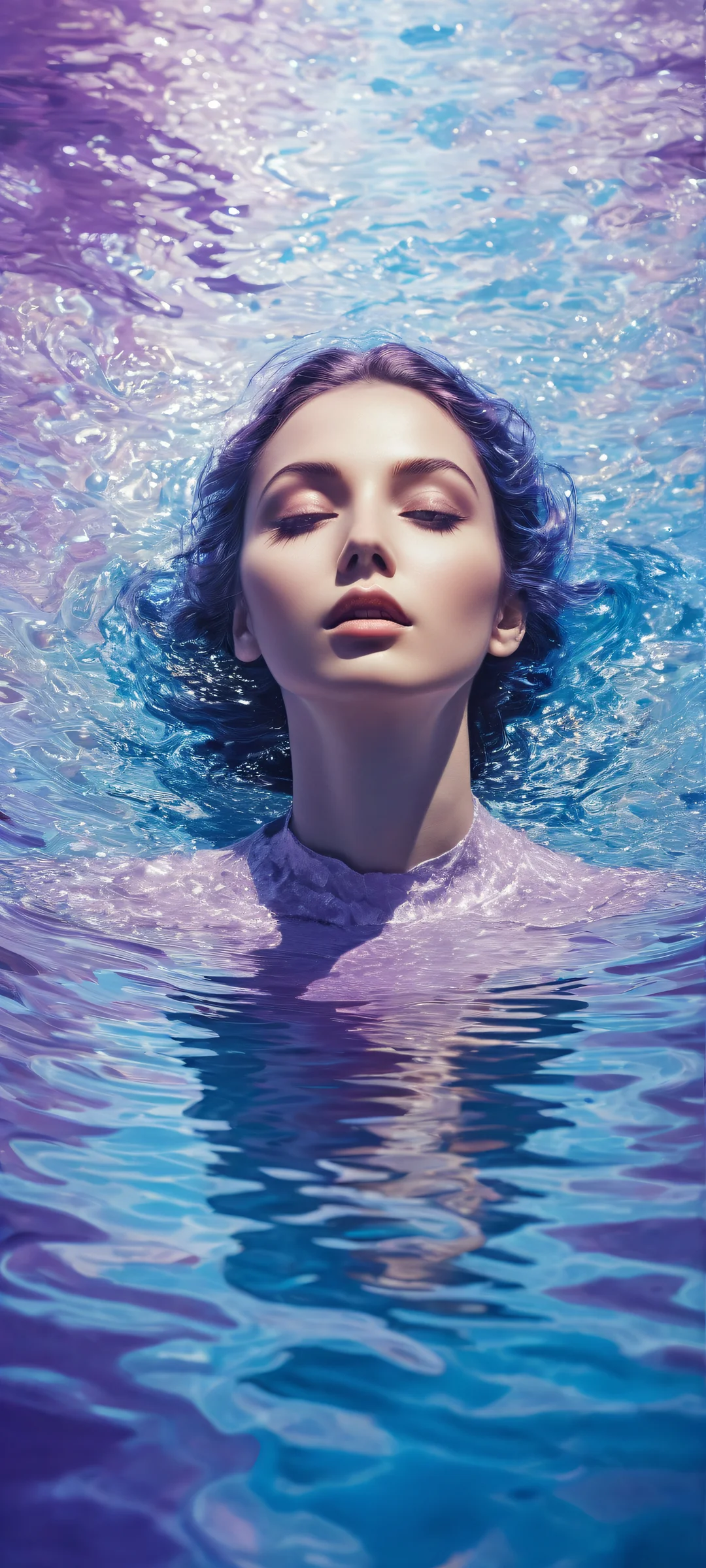 Hauntingly beautiful portrait of ethereal figures on iPhone/Android screens, with intricate details and ray-traced reflections.