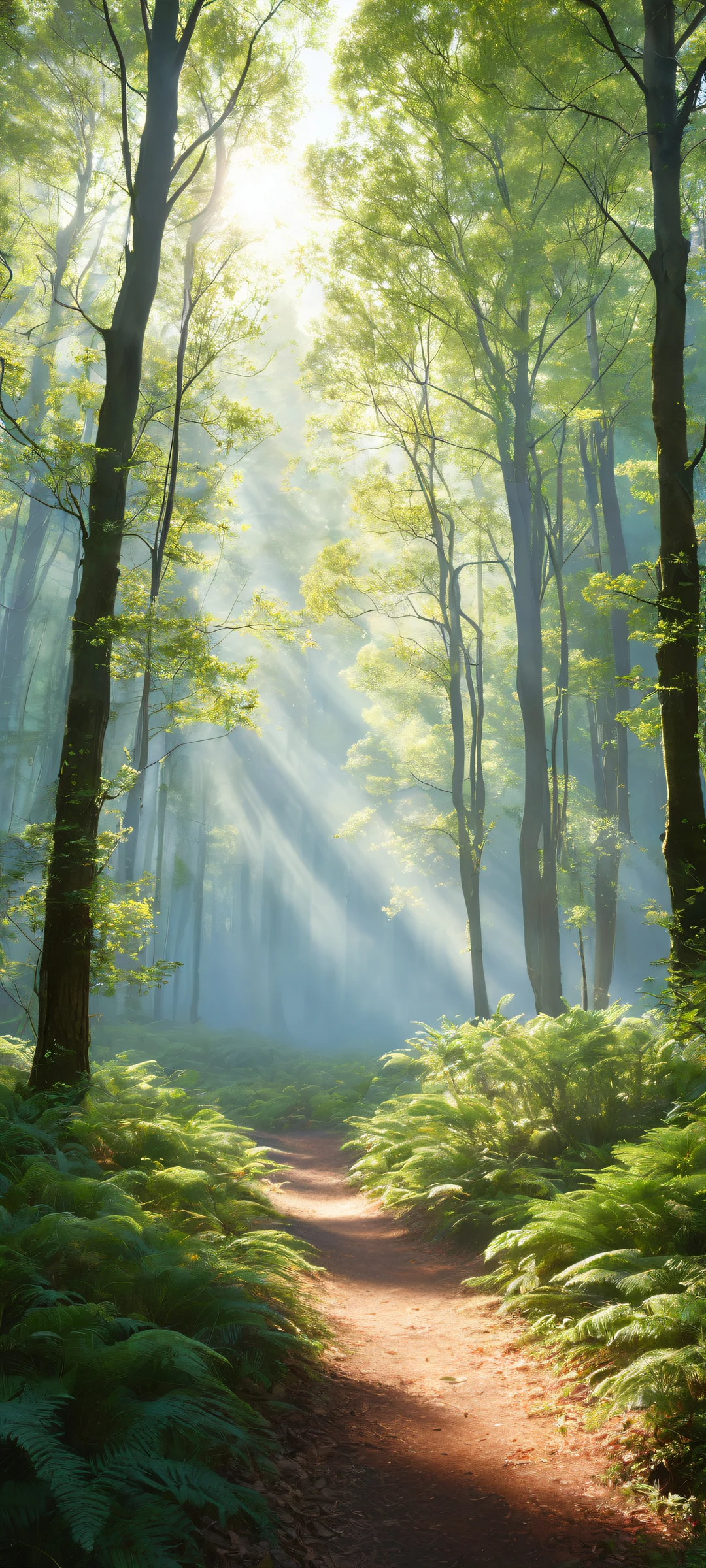 Ethereal Forest Awakening Aesthetic Phone Wallpaper iPhone/Android users, behold the breathtaking'Ethereal Forest Awakening' artwork, featuring intricately detailed trees and a foggy forest landscape. Perfectly optimized for your home screen!