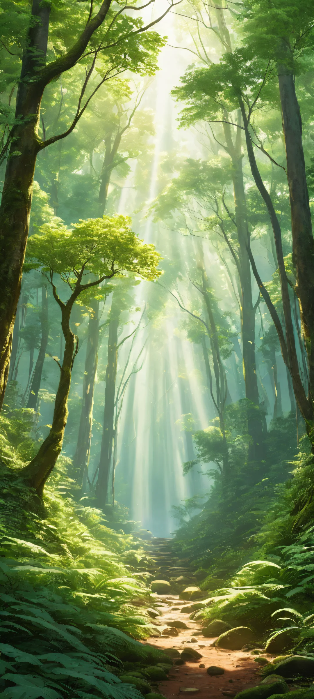 Breathtaking vertical portrait artwork of lush trees on iPhone/Android, perfect for home screens.