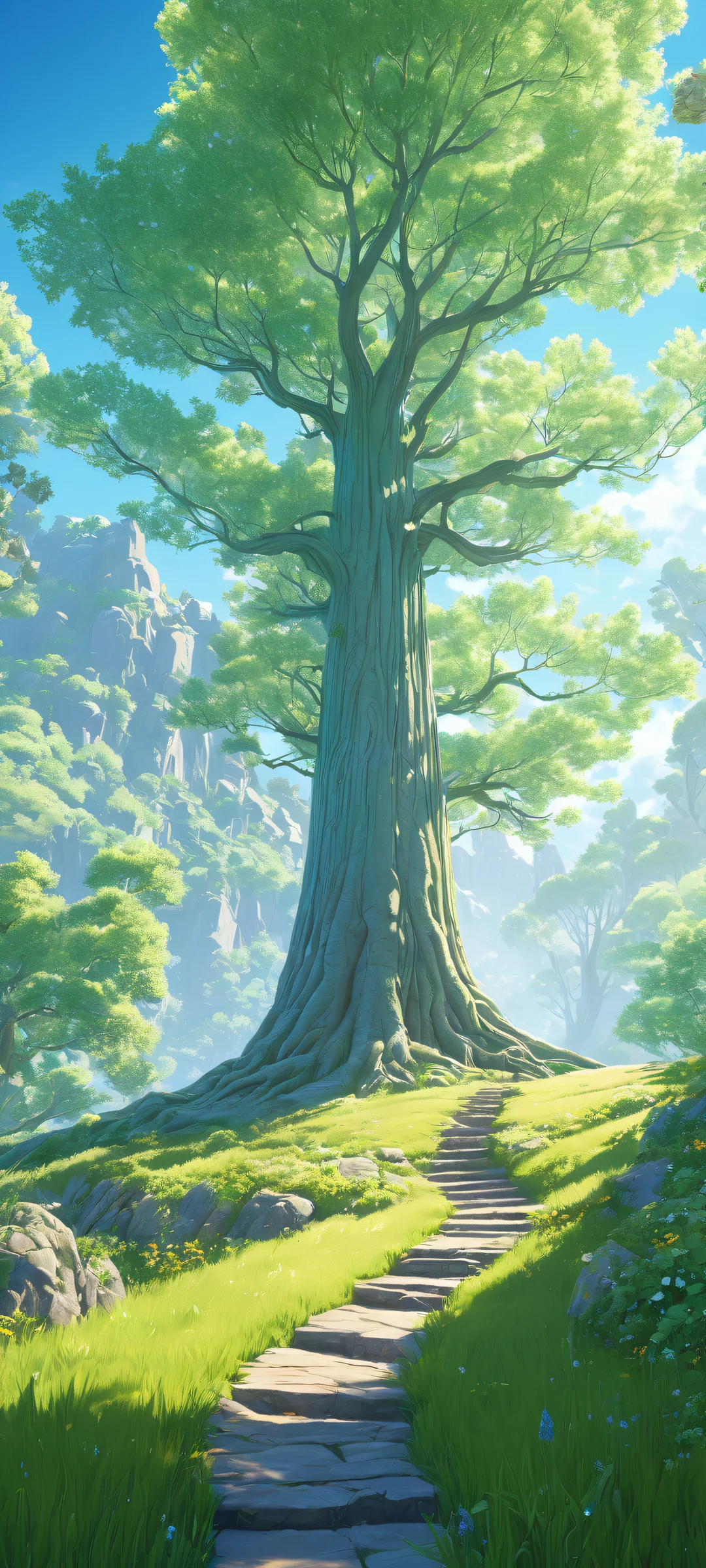 Ethereal Forest QHD Smartphone Background iPhone/Android background featuring a stunning vertical portrait artwork of Ethereal Trees with intricate micro-details and serene landscape.