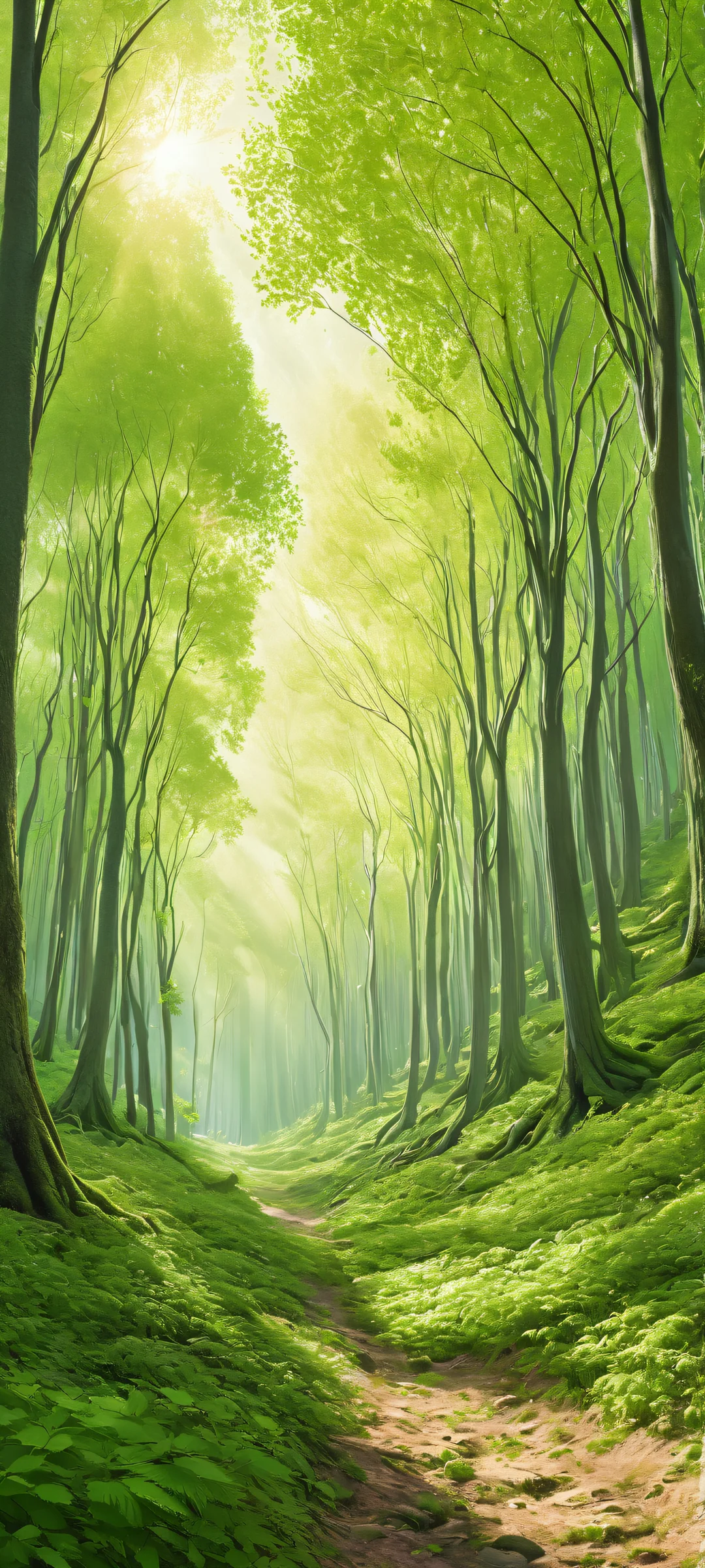 Award-winning digital art of a serene forest with trees and leaves on an iPhone/Android screen.