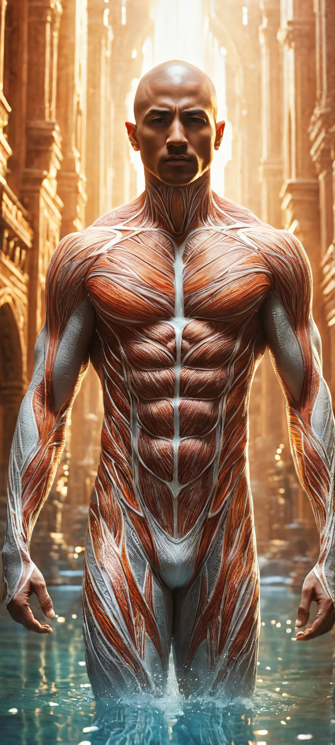 A stunning human form on a pure void background, perfeitamente otimizado para telas iniciais de iPhone e Android. iPhone/Android.