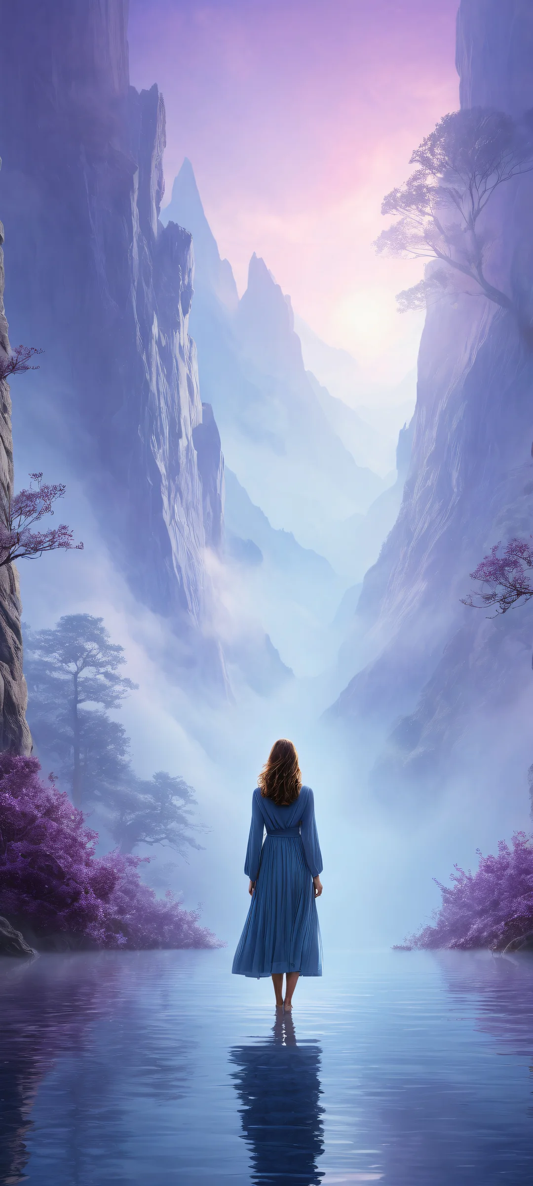 A breathtaking vertical portrait artwork featuring ethereal forms on iPhone/Android.