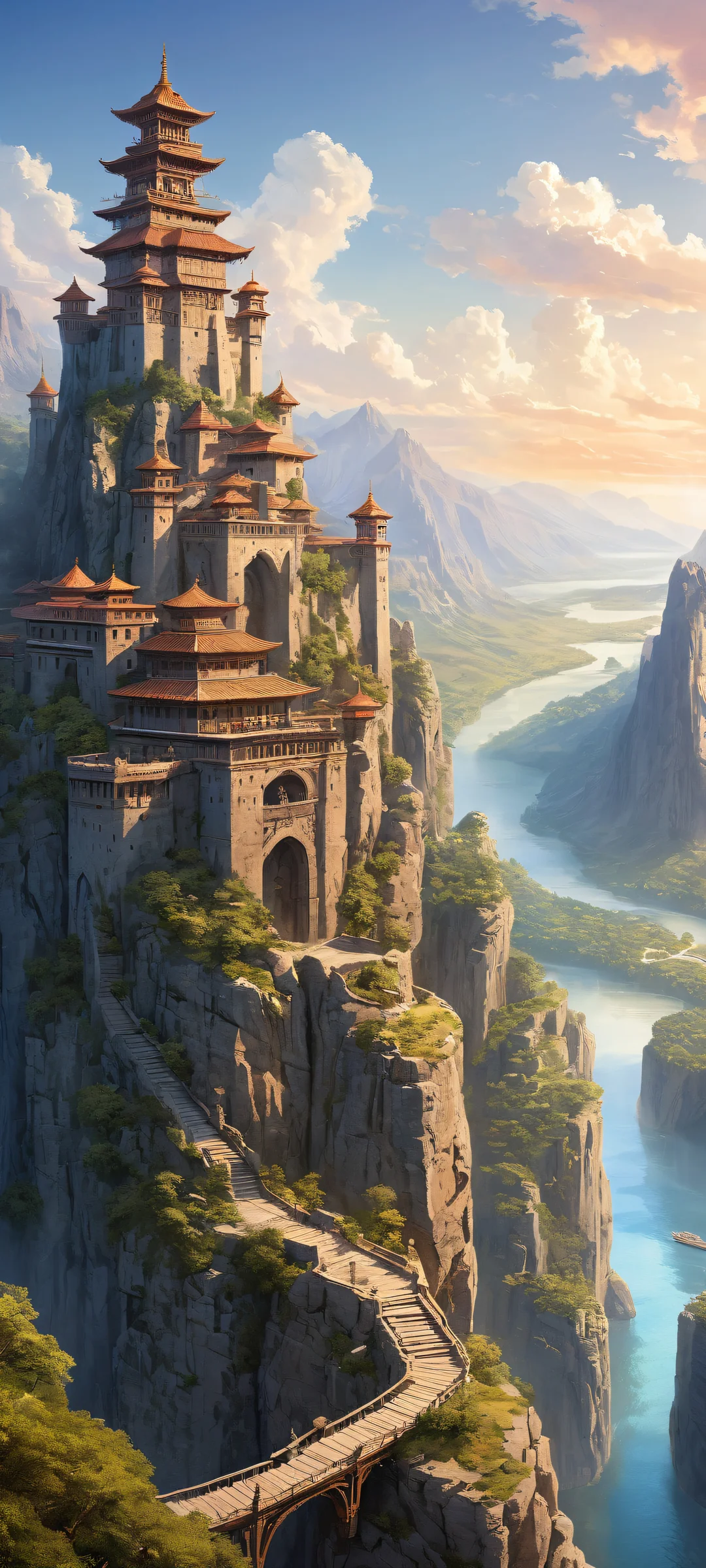 Ancient stone fortress with intricate details on a smartphone screen for iPhone and Android devices.