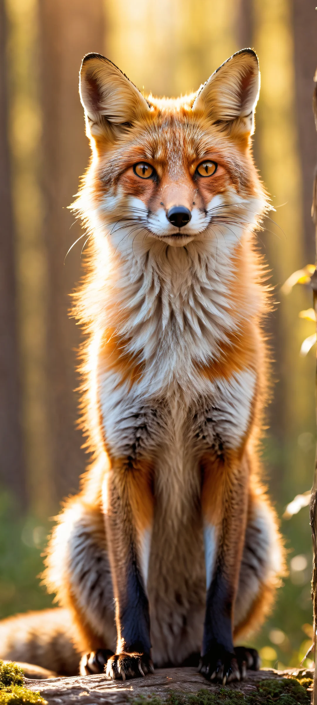 Ethereal Fox Portrait 2K Phone Wallpaper A breathtaking portrait of an anthropomorphic fox on a pure void background, perfectly optimized for iPhone/Android home screens.