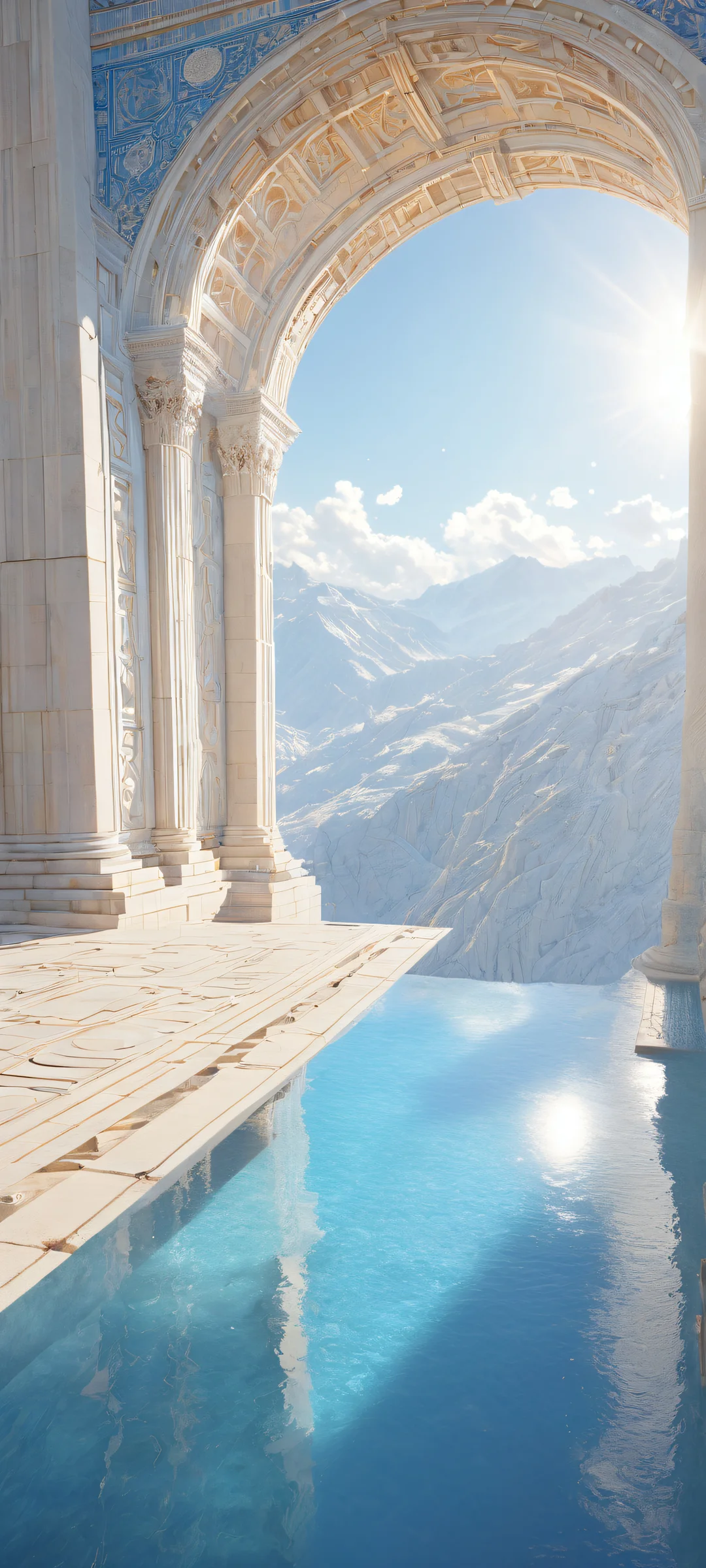 A celestial gateway on a pristine background, perfekt optimiert für iPhone- und Android-Startbildschirme.