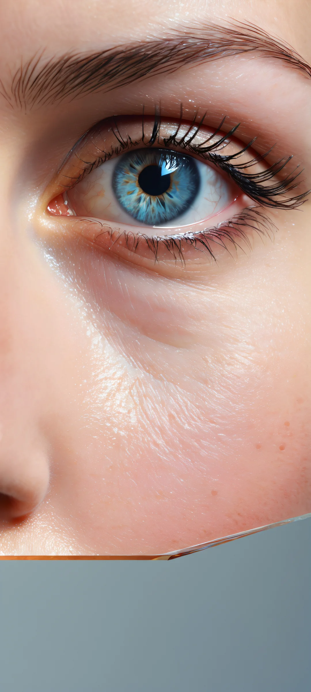 An intense close-up of an eye on a dark background, perfectly suited for iPhone/Android home screens.