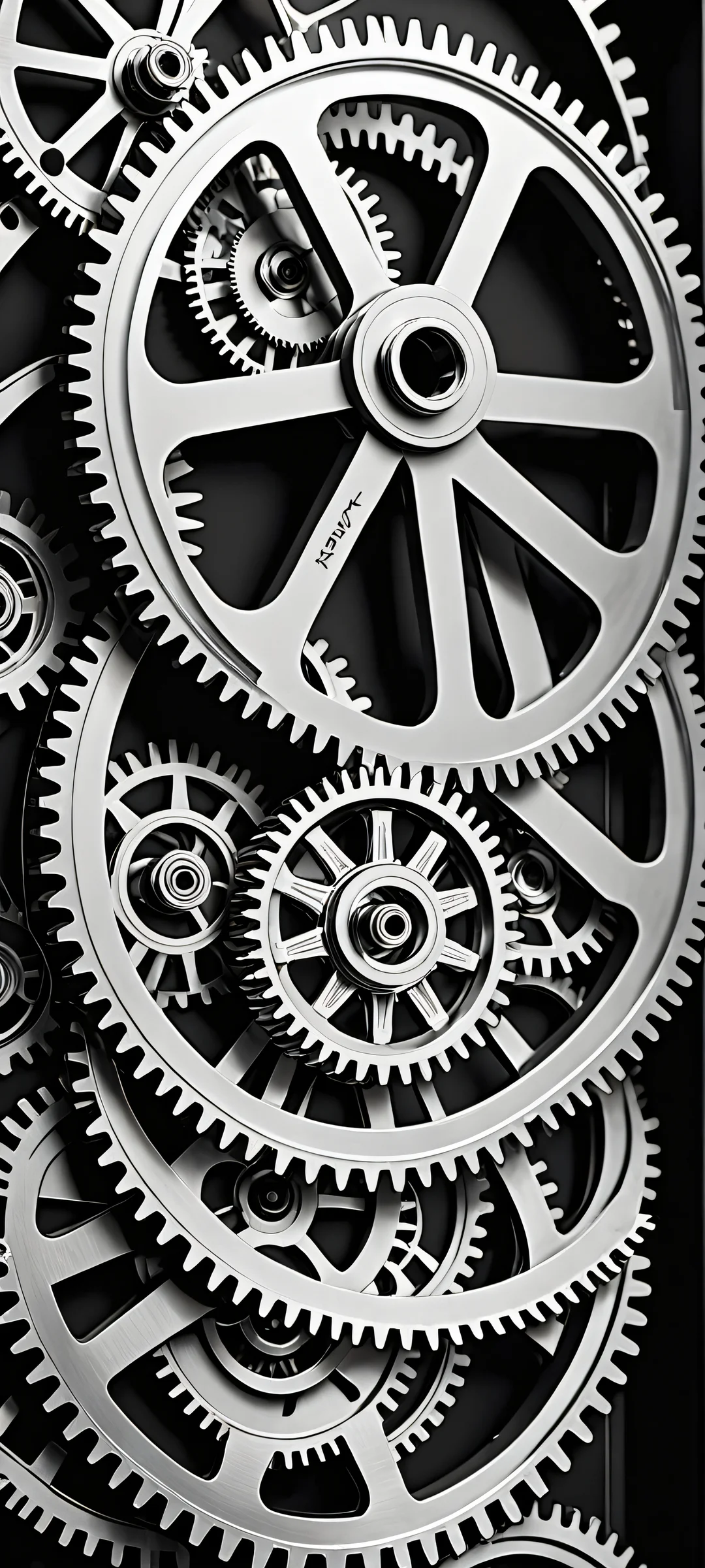 iPhone/Android minimalistic gears artwork with intricate details and stunning lighting effects.