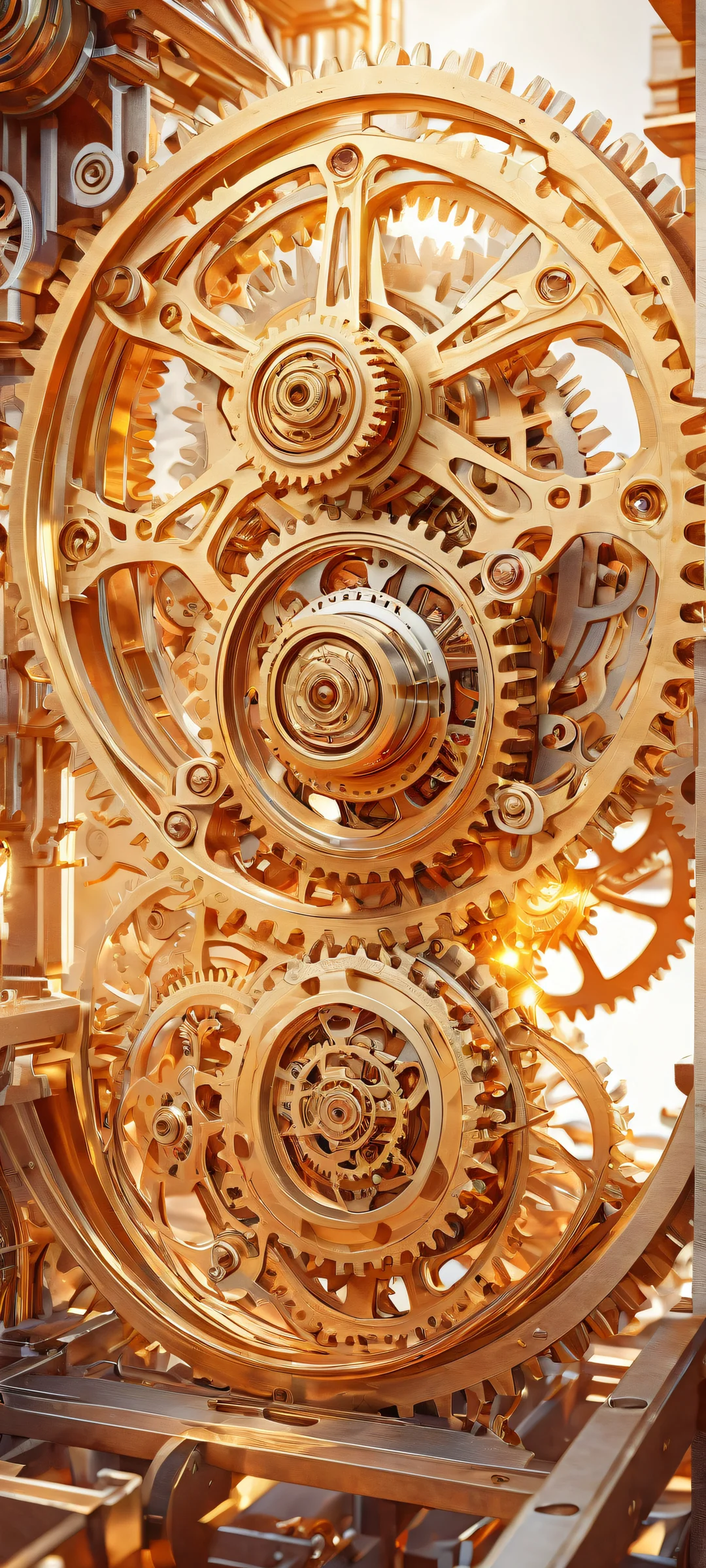 Majestic mechanical gear on a pure void background for iPhone and Android devices.