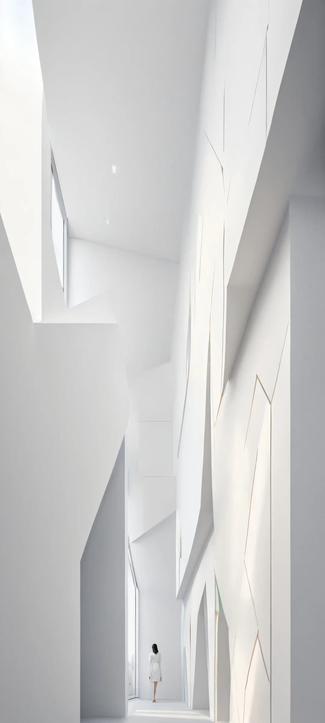 iPhone/Android wallpaper featuring minimalist geometric shapes with intricate details and a vast pure void for comfortable UI breathing.