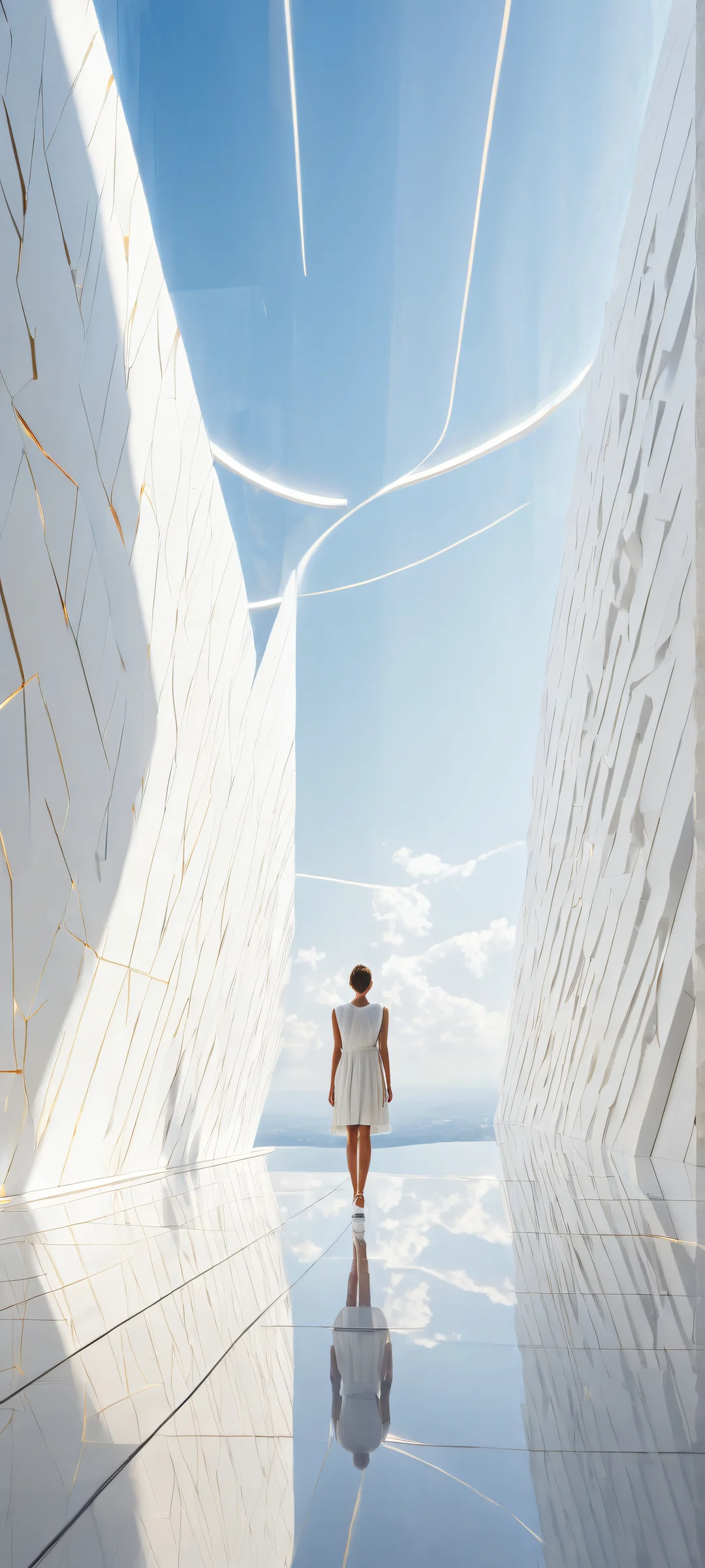 Breathtaking geometric artwork for iPhone/Android featuring intricate micro-details and stunning visual impact with precision-crafted lines and textures, set against a vast pure void.