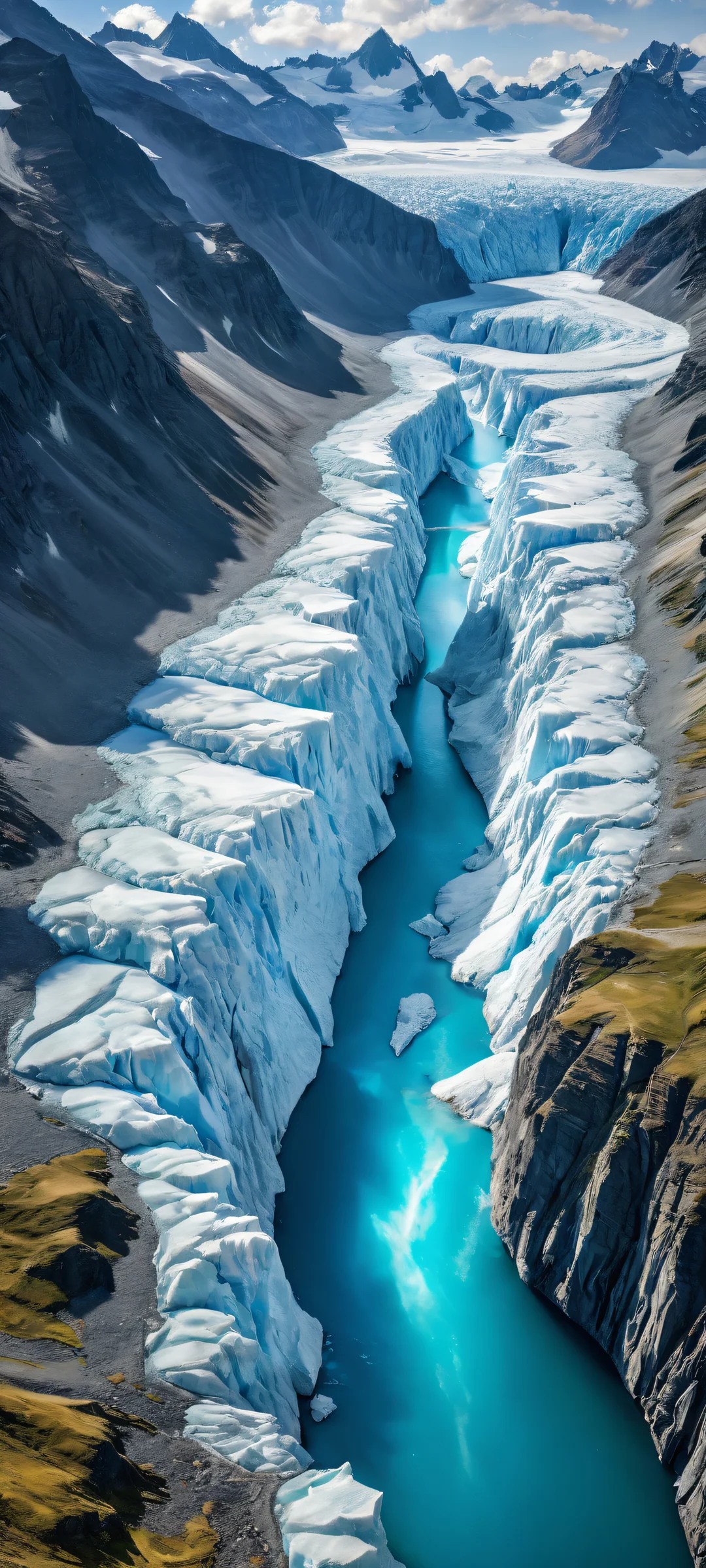 Breathtaking vertical portrait artwork of glaciers on iPhone and Android devices. Perfectly optimized for home screens.