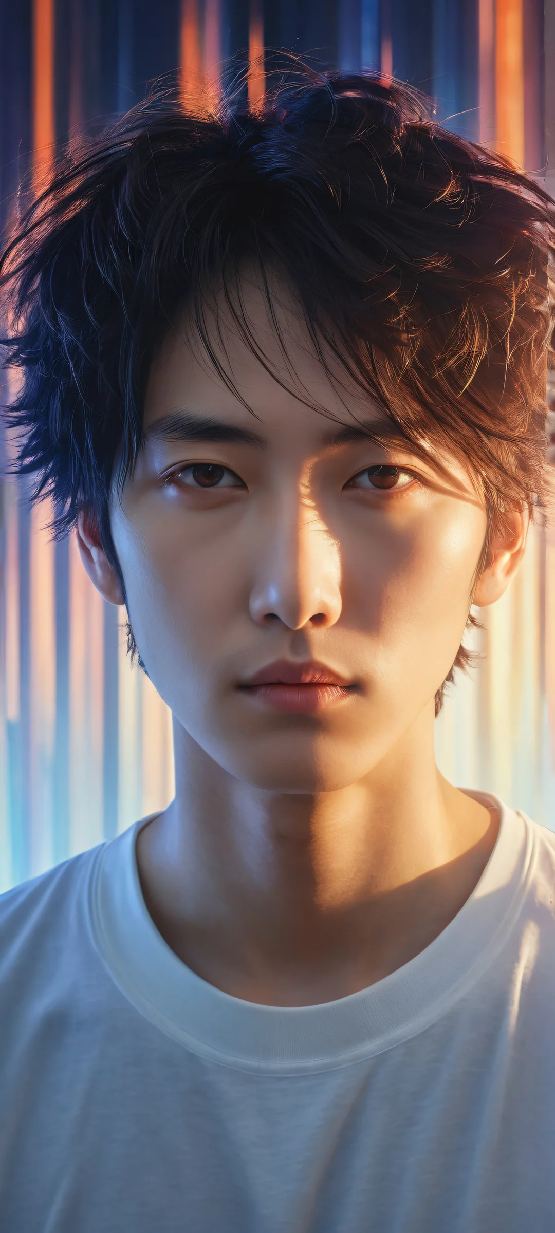 Hiromi Higuruma resting his head on a void background, parfaitement optimisé pour les écrans d'accueil iPhone/Android.