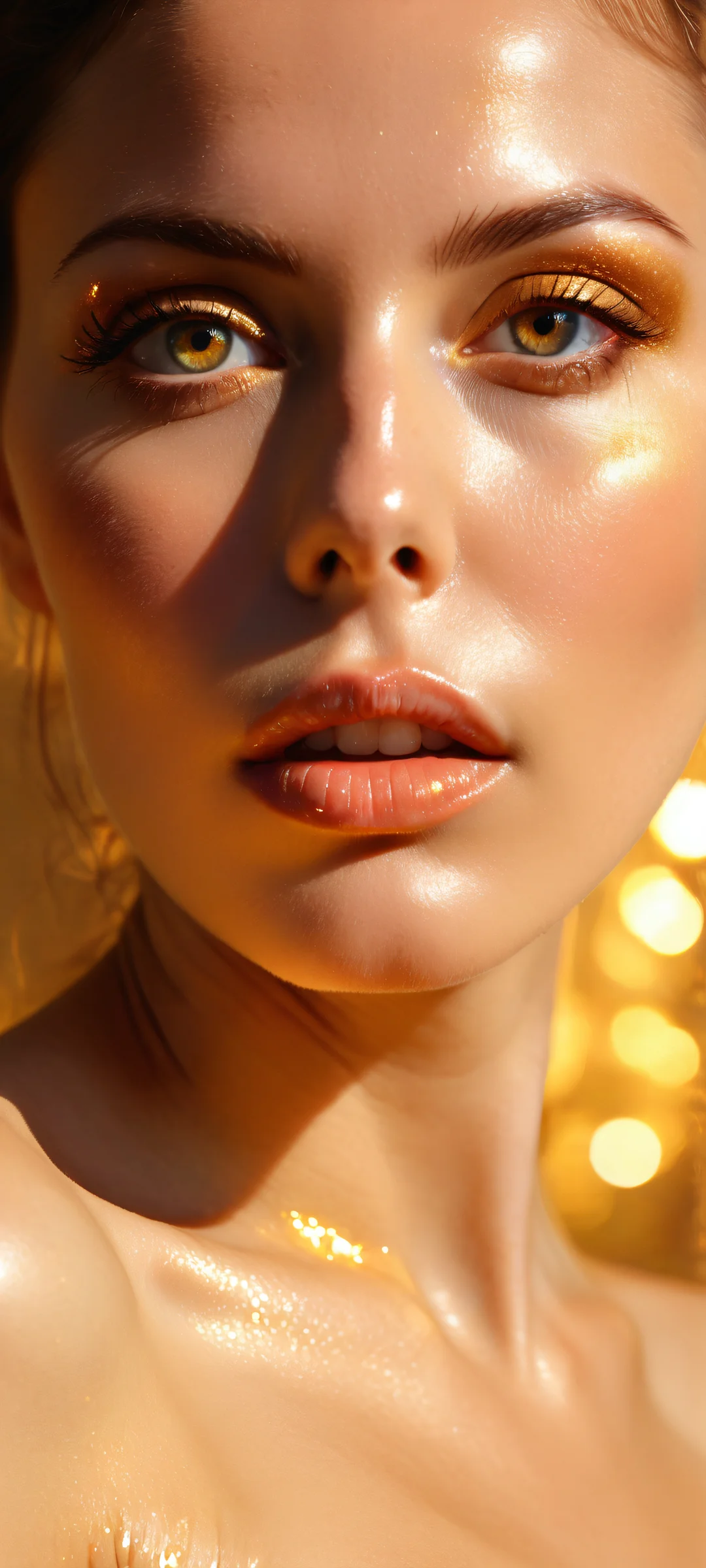 A sensual portrait of a woman with radiant skin, iPhone と Android のホーム画面に完全に最適化.