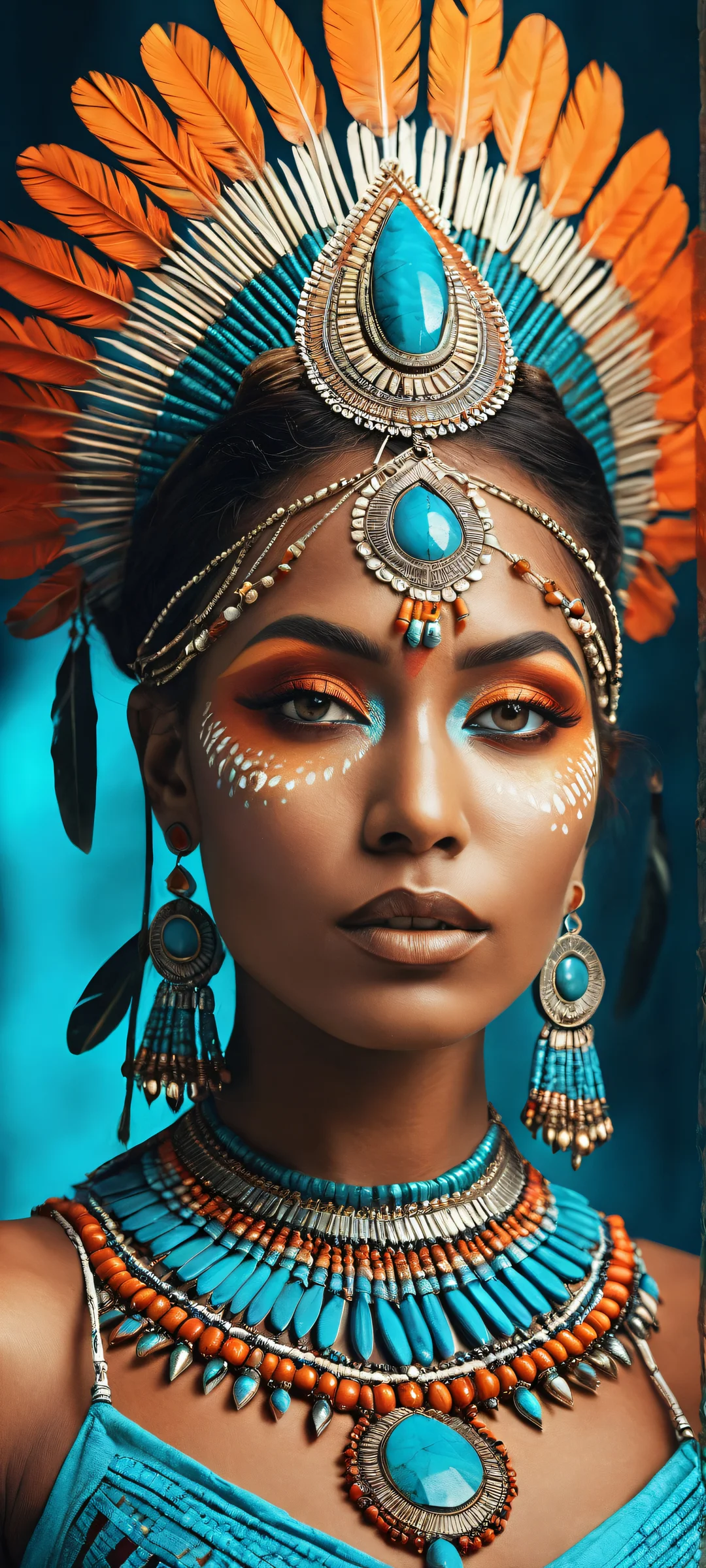 Atribeswoman portrait with intricate details on iPhone/Android