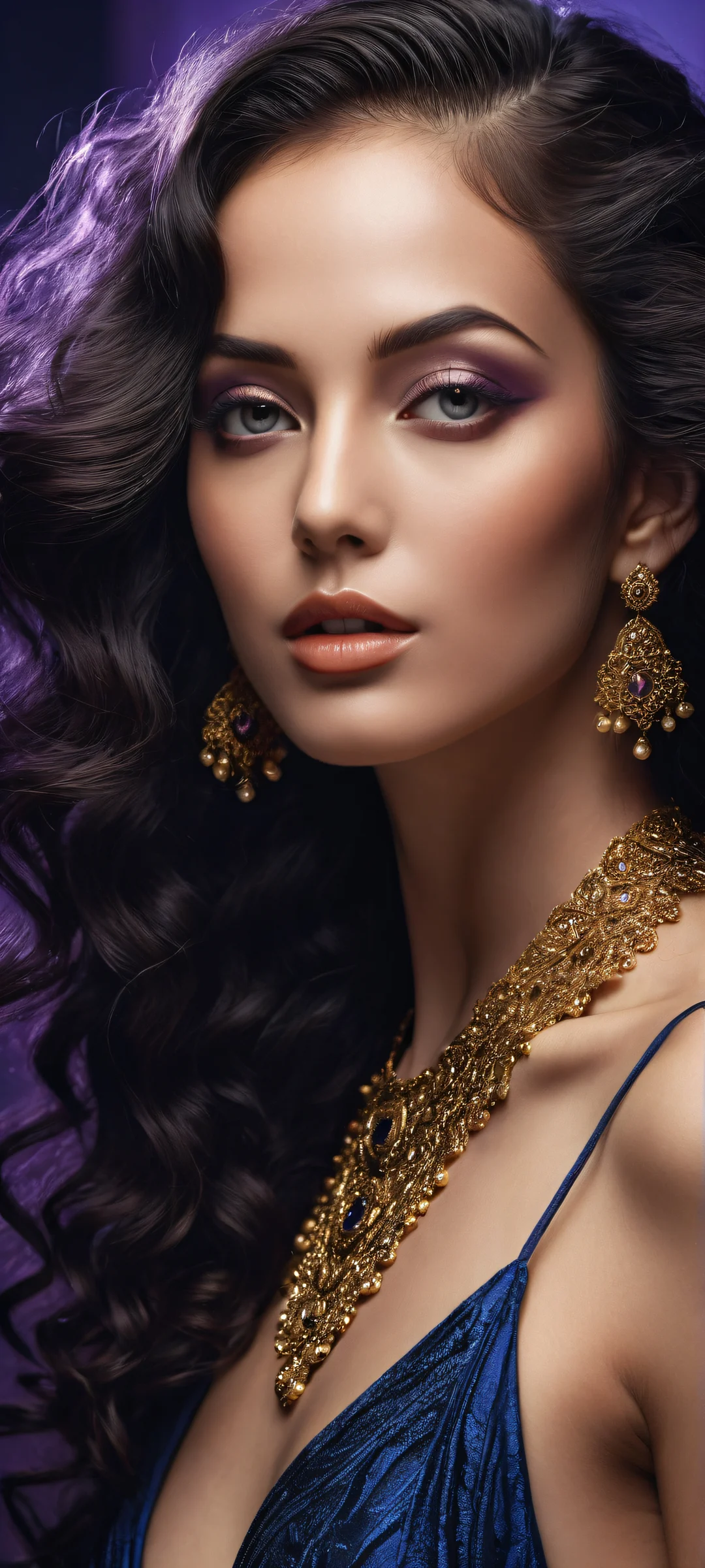 A stunning female figure with long hair on a dark mode background, perfect for iPhone and Android home screens.