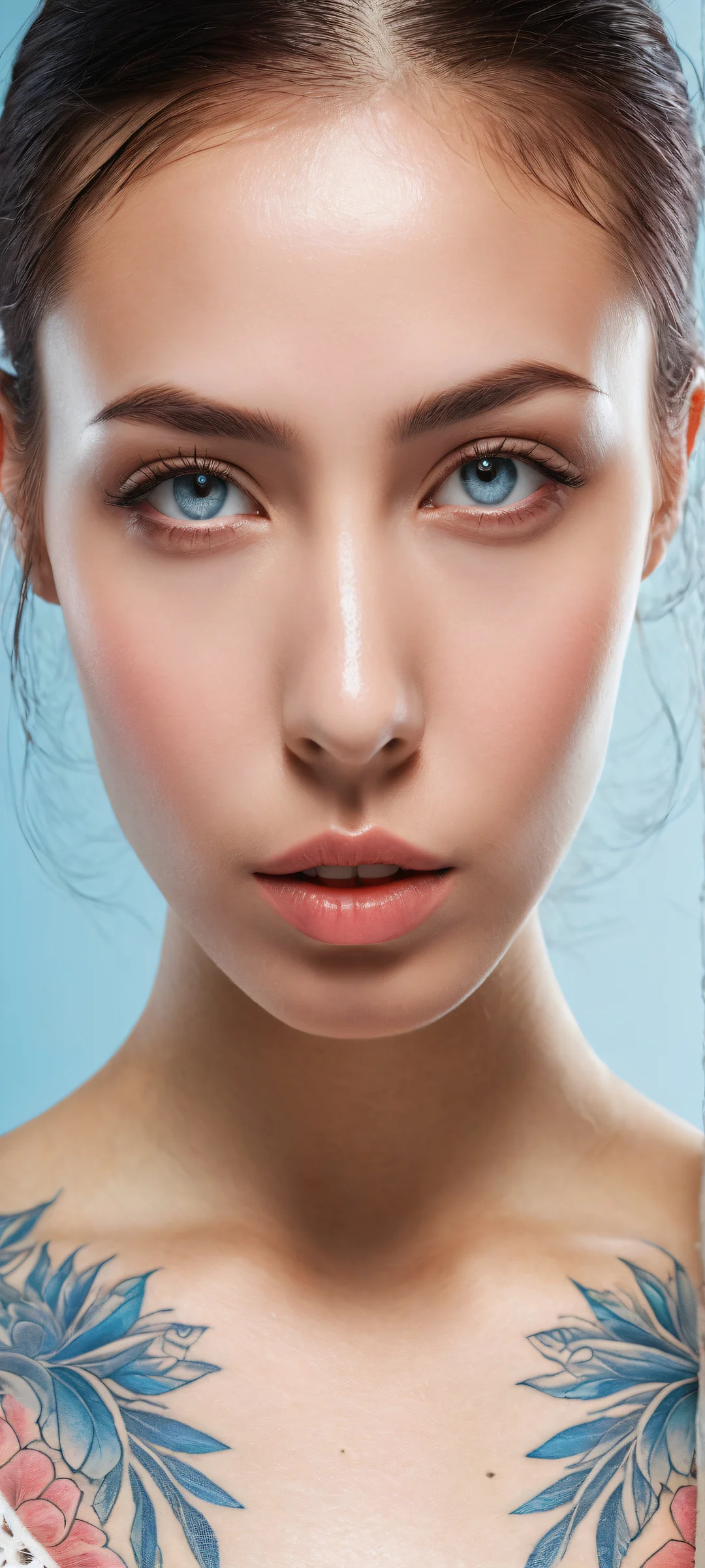 A stunning vertical portrait of a woman with intricate tattoos and a subtle depth of field effect. Perfectly optimized for iPhone, Samsung Galaxy, and Android home screens.