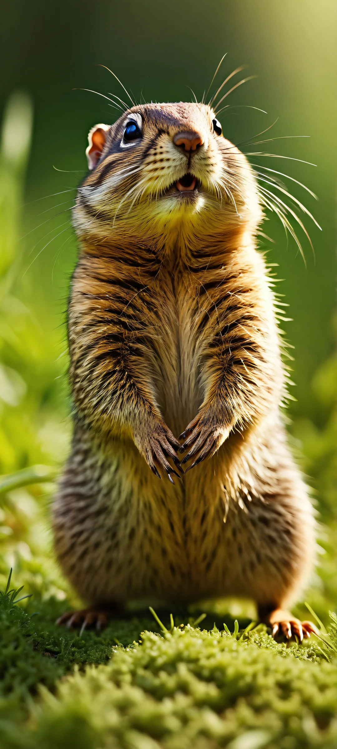 A gopher performing the 'Phut Hon Dance' on a pristine background with lush greenery, perfectly optimized for iPhone and Android home screens.
