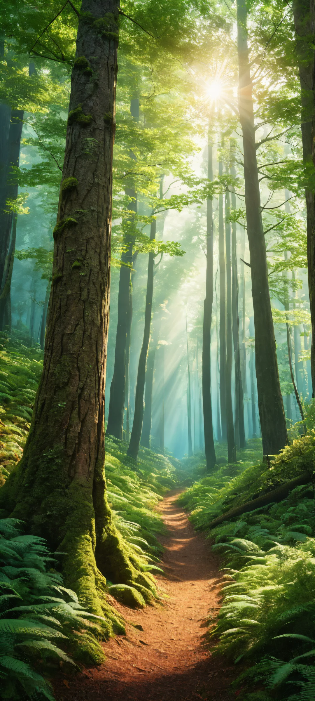 Breathtaking forest landscape on iPhone/Android with stunning tree bark and foliage details.
