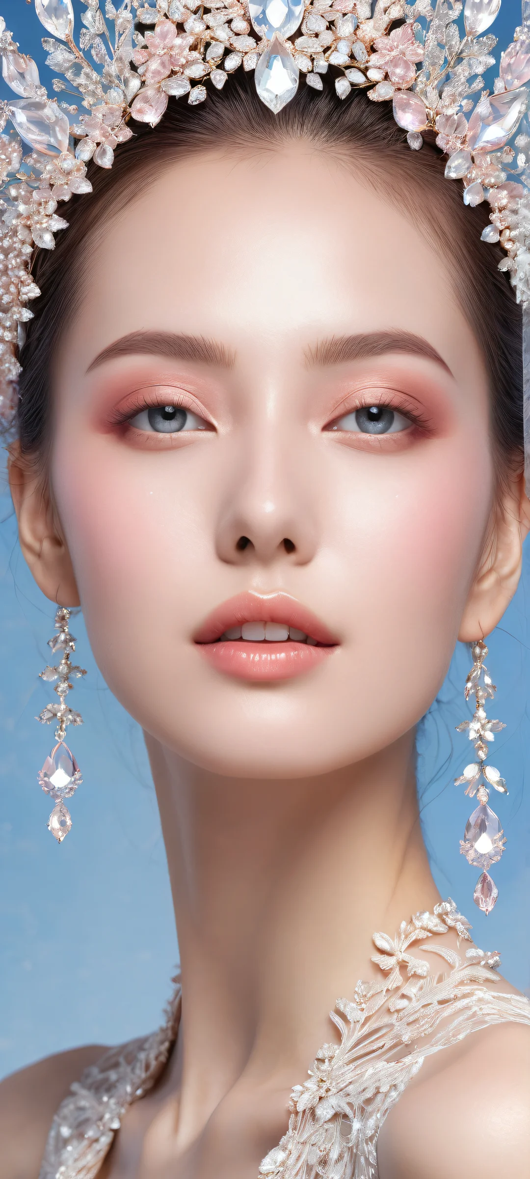 Delicate crystals on a pure void background for iPhone/Android home screens.